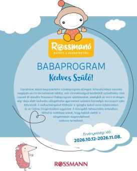 rossmann - Rossmann - Babaprogram hirdetmény a következő hétre hétfőtől 2026.10.12.-tól vasárnaptól 2026.11.08.-ig