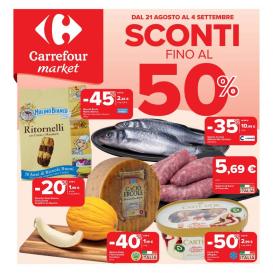 carrefour-market - Volantino Carrefour Market - Sconti fino al 50% valido dal 21/08 al 04/09