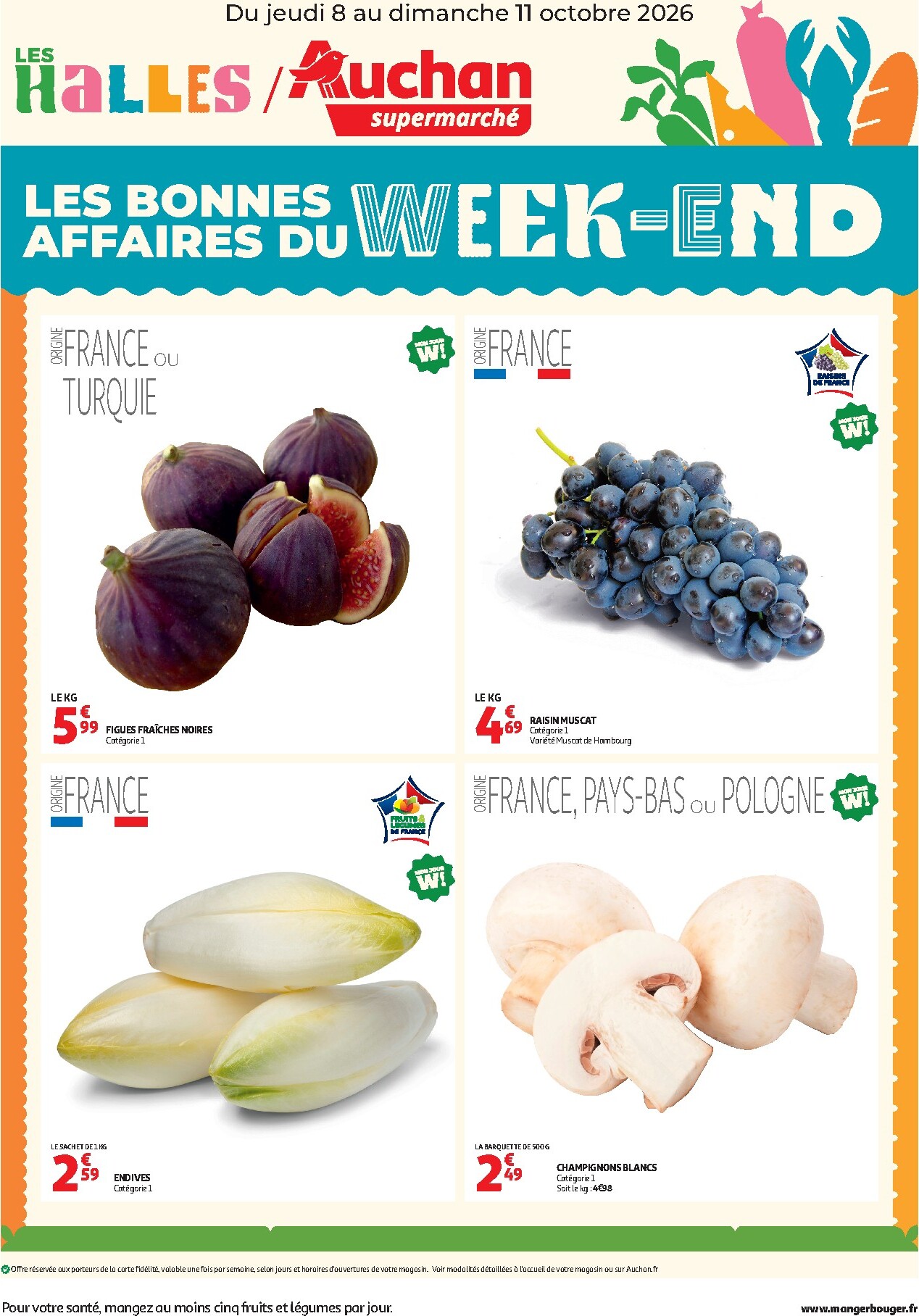 auchan - Huidige Auchan Supermarché - Les bons plans du week end folder geldig van donderdag 08/10/2026 tot zondag 11/10/2026 - page: 1