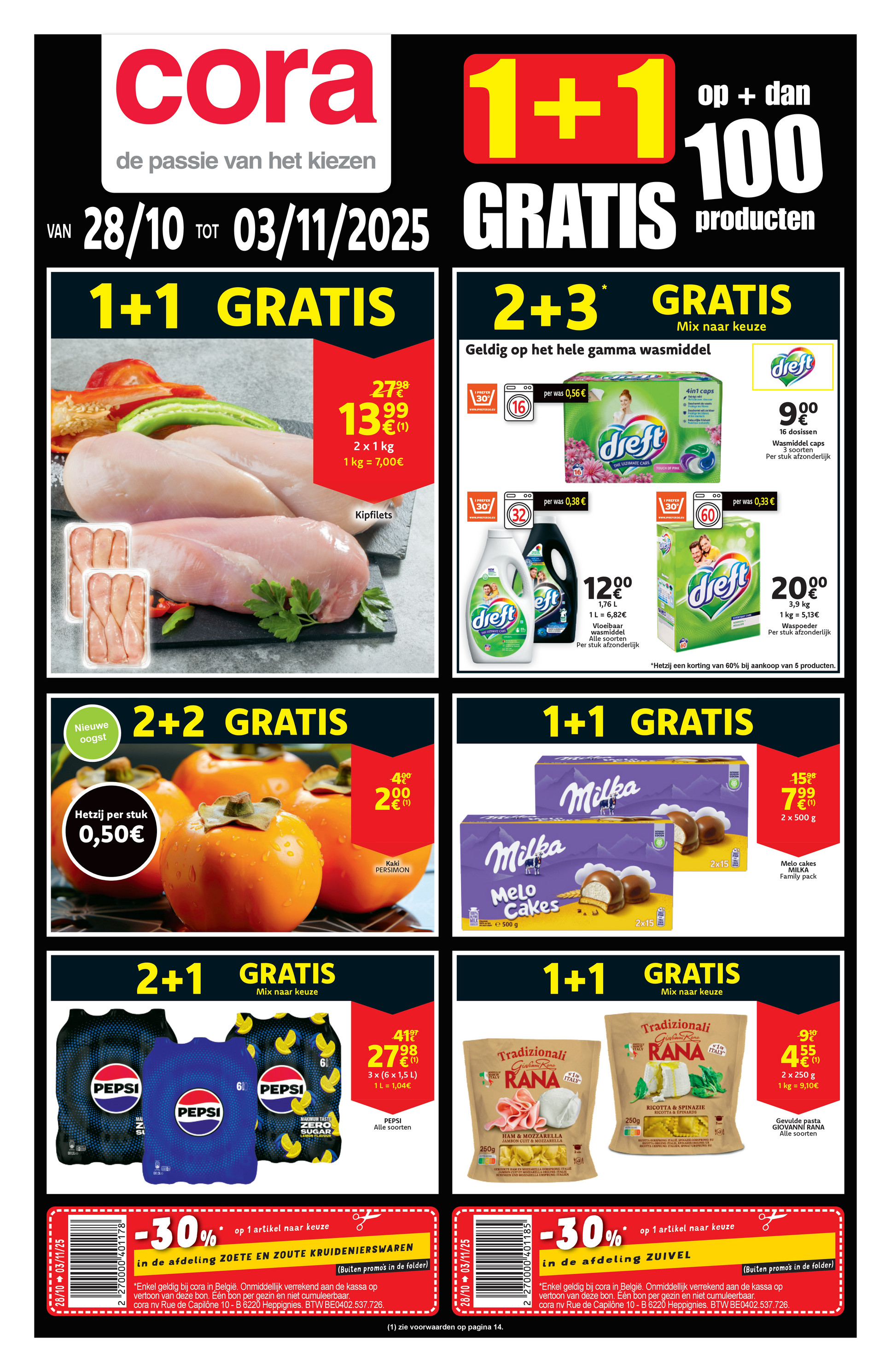 cora - De Cora - 1+1 gratis folder geldig vanaf 28/10 t/m 03/11