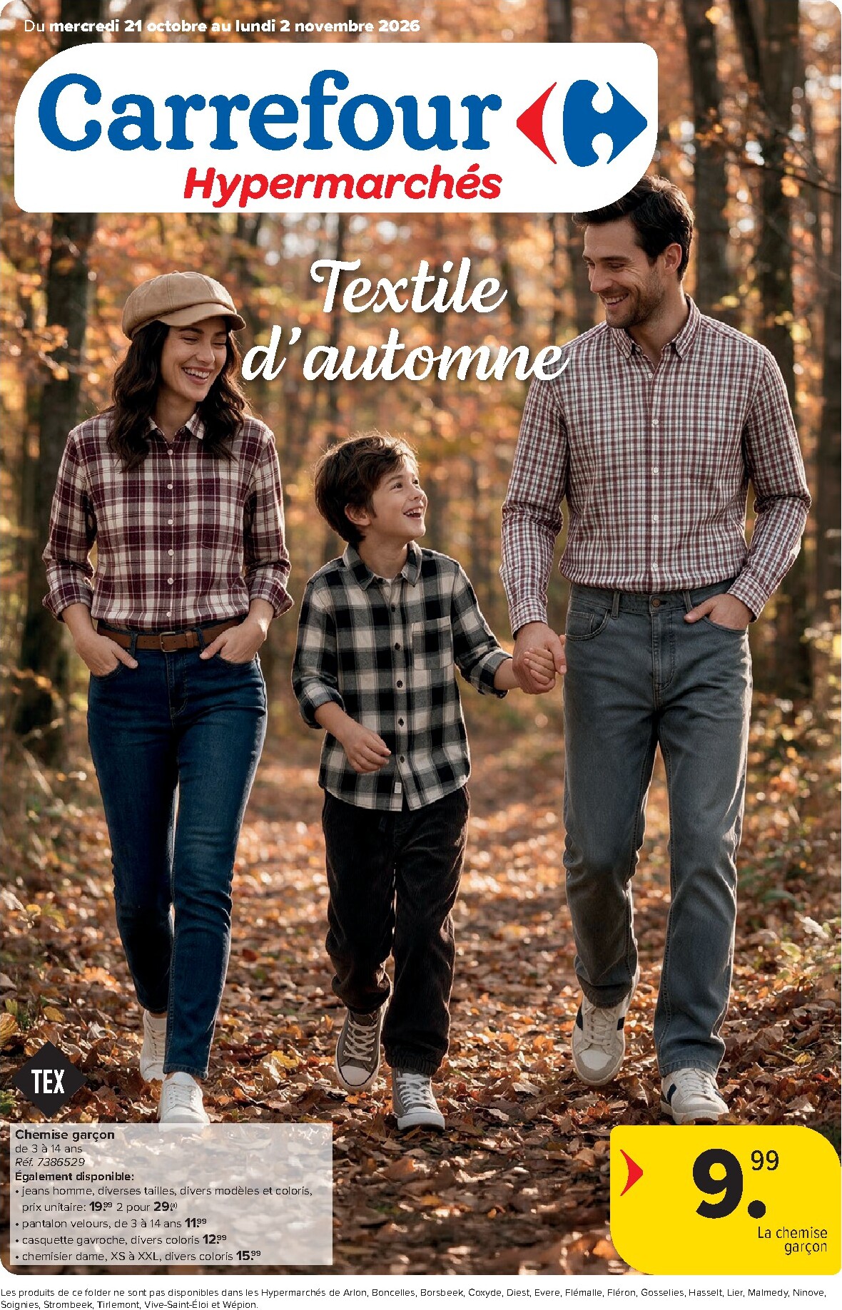 carrefour - Carrefour - Textile d'automne folder voor volgende week van woensdag 21/10/2026 tot maandag 02/11/2026