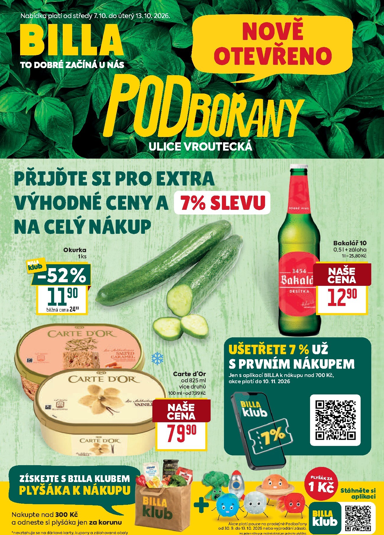 billa - Budoucí Billa - Podbořany leták platný od středy 07.10.2026 do úterý 13.10.2026