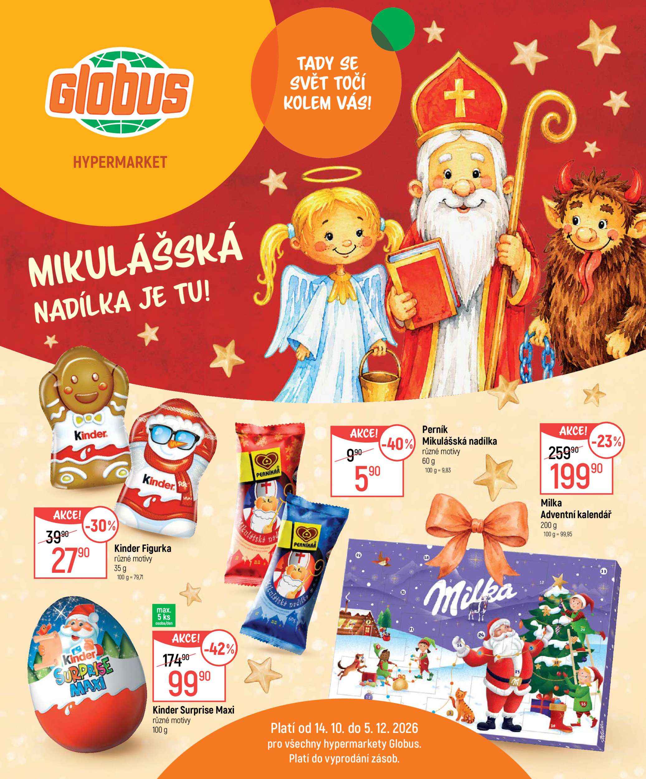 globus - Globus - Mikuláš leták na příští týden od středy 14.10.2026 do soboty 05.12.2026