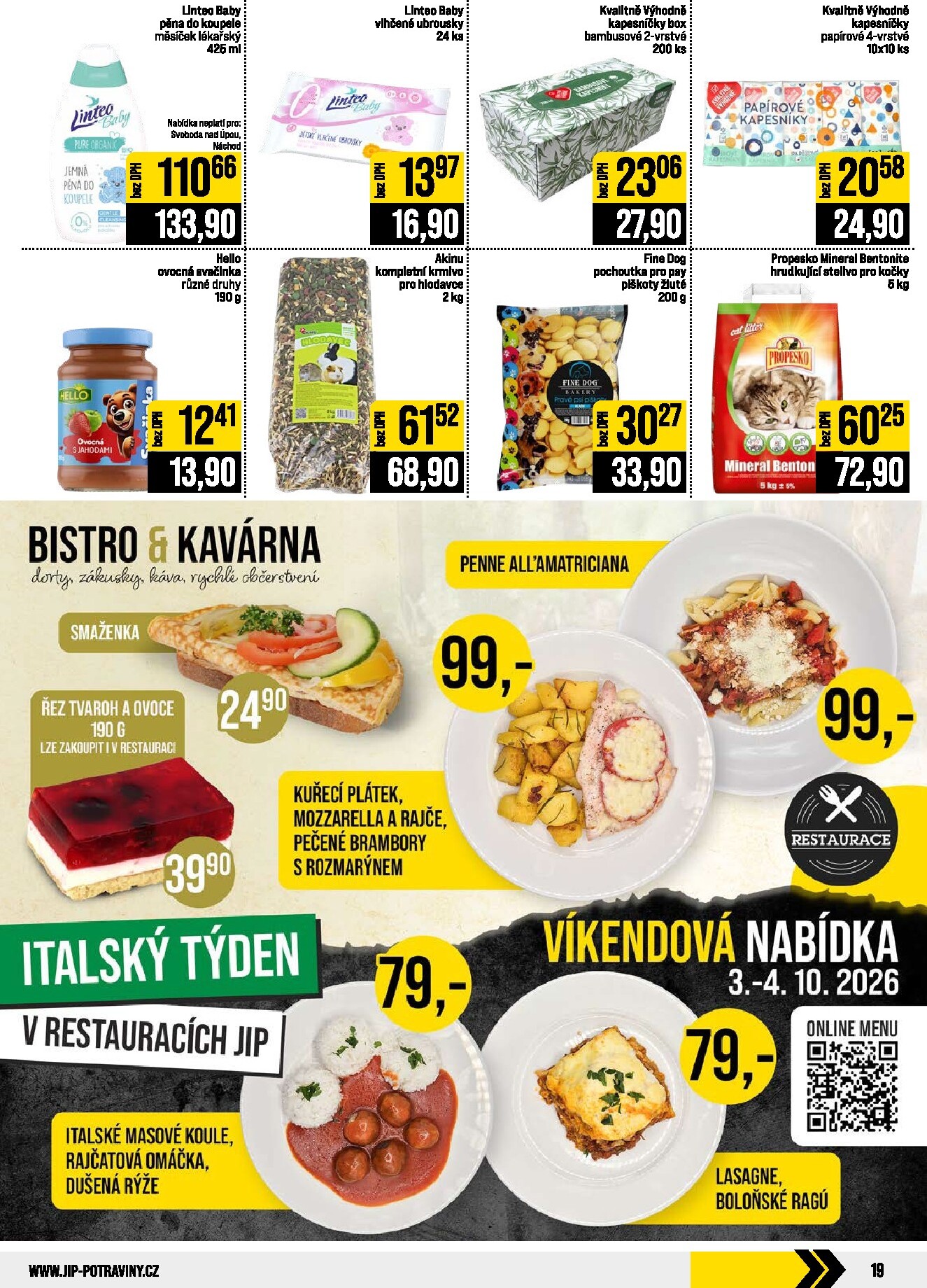 jip - JIP - České Budějovice, Most, Svoboda nad Úpou, Náchod, Sušice leták na příští týden od středy 30.09.2026 do úterý 06.10.2026 - page: 19