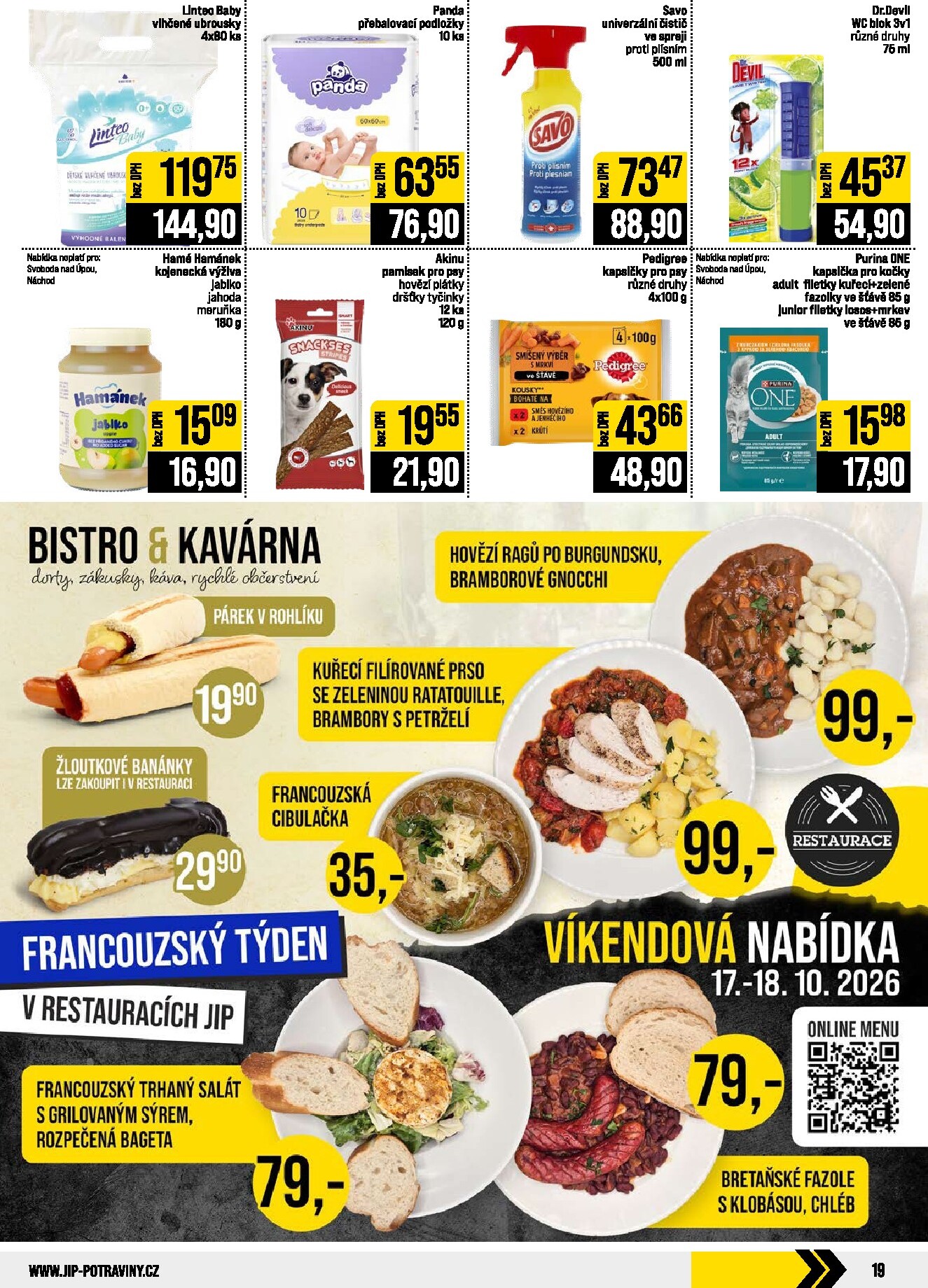 jip - JIP - České Budějovice, Most, Svoboda nad Úpou, Náchod, Sušice leták na příští týden od středy 14.10.2026 do úterý 20.10.2026 - page: 19