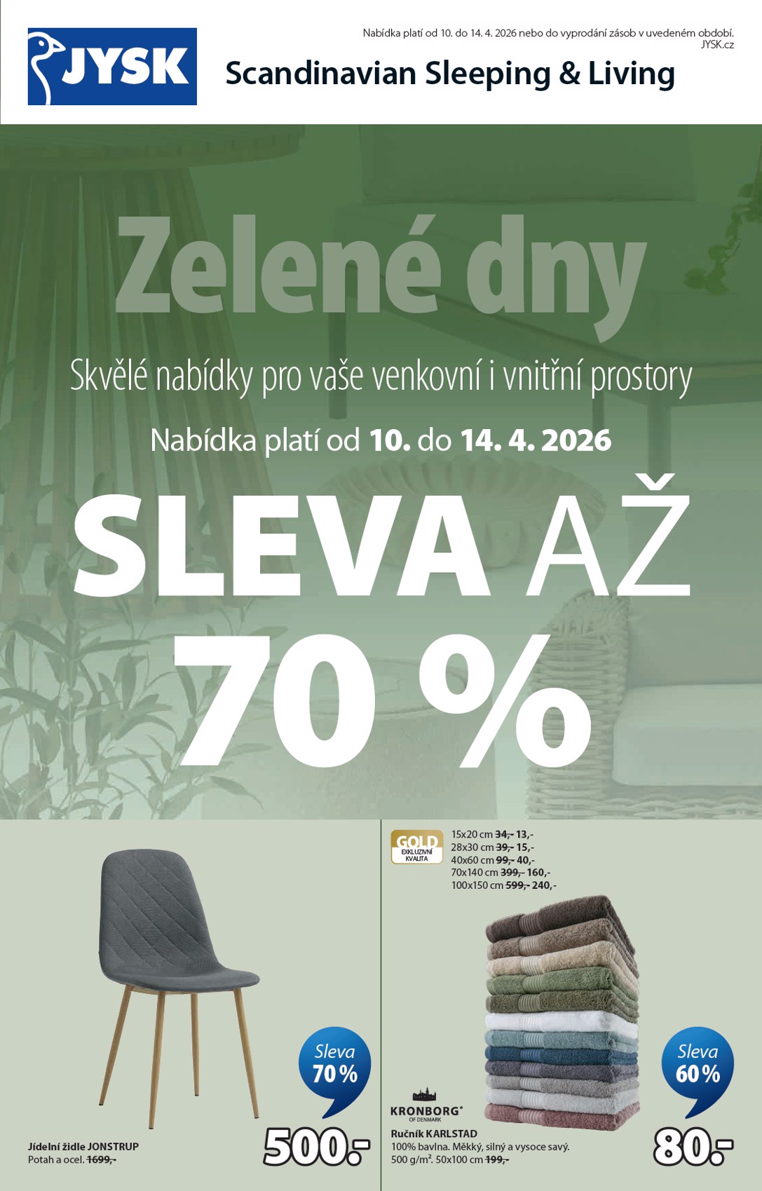 jysk - Aktuální JYSK - Slevy až 70 % leták platný od pátku 10.04.2026 do úterý 14.04.2026