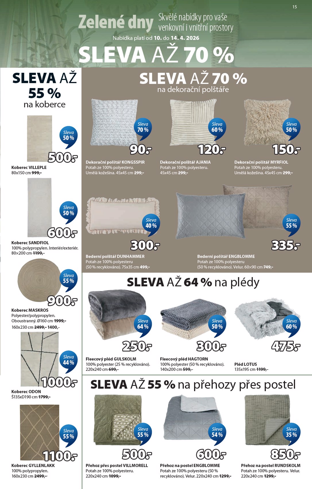 jysk - Aktuální JYSK - Slevy až 70 % leták platný od pátku 10.04.2026 do úterý 14.04.2026 - page: 15
