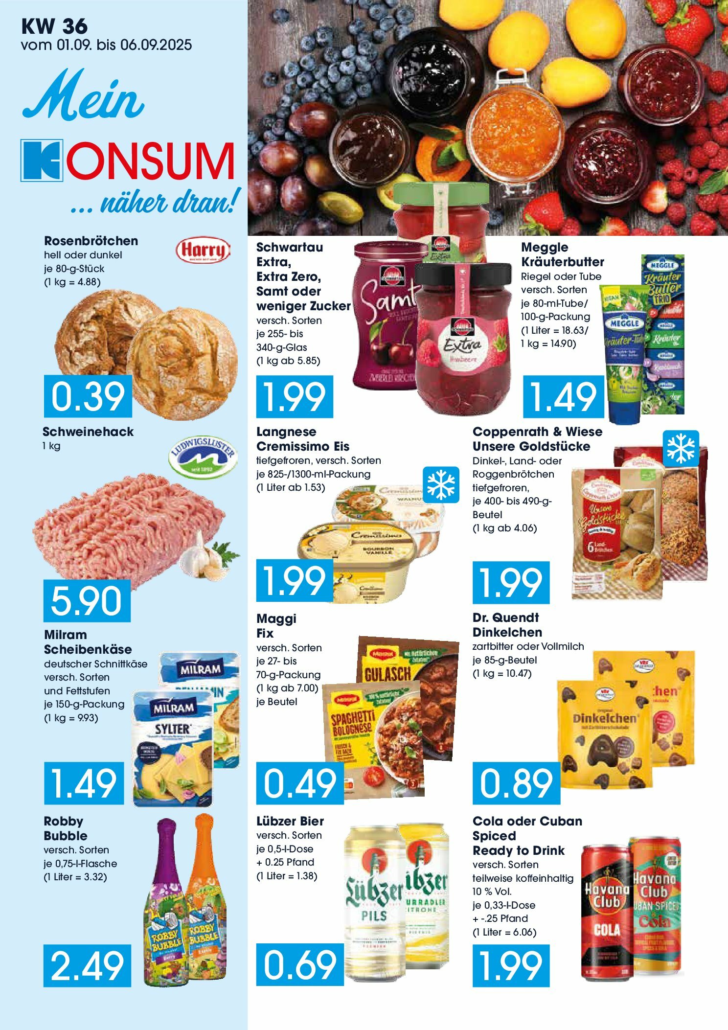 konsum - Konsum - Frischemarkt-Prospekt gültig vom 01.09. bis 06.09. - page: 1