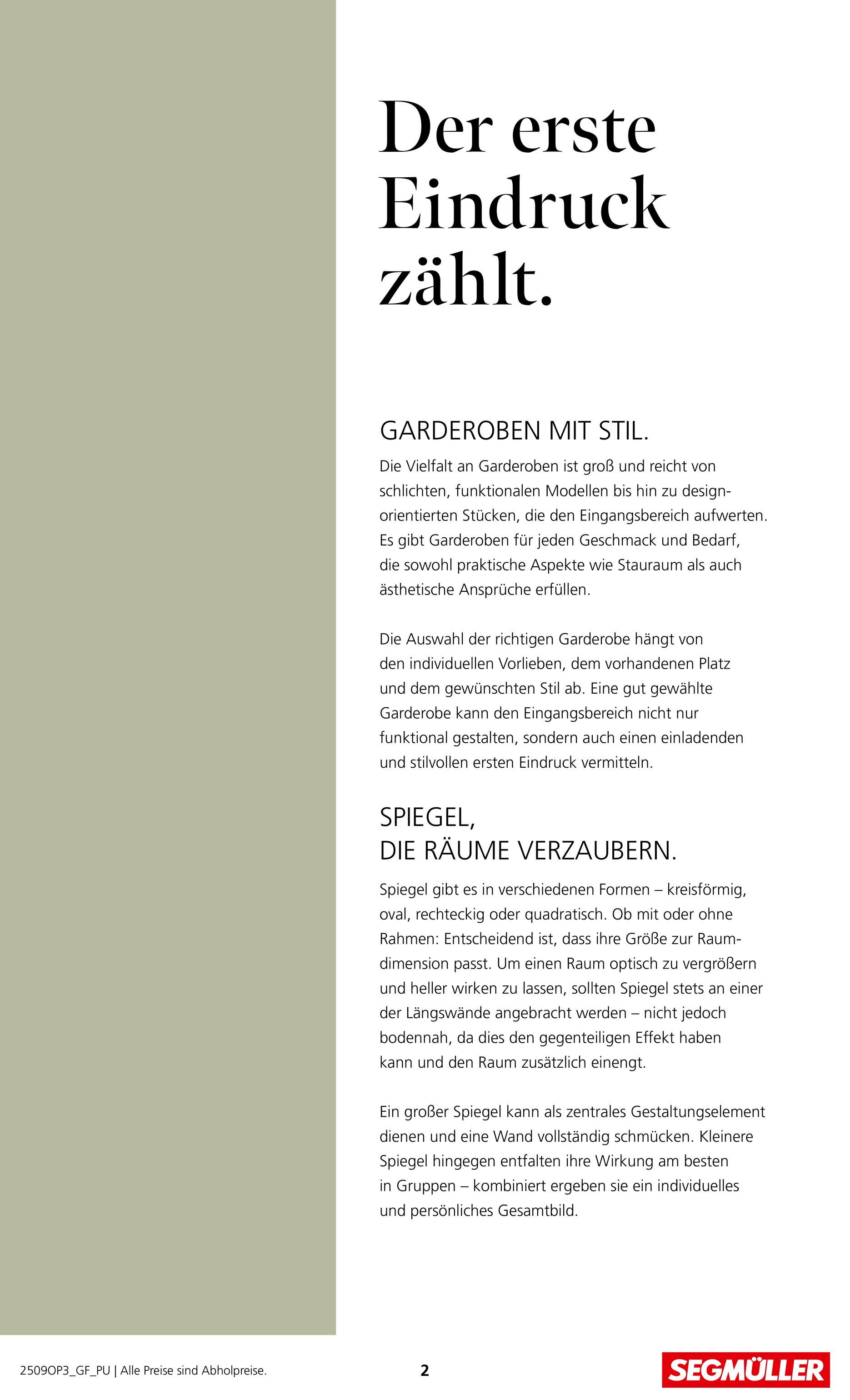 segmueller - SEGMÜLLER - Garderoben & Spiegel Spezial-Prospekt gültig vom 01.09. bis 30.11. - page: 2