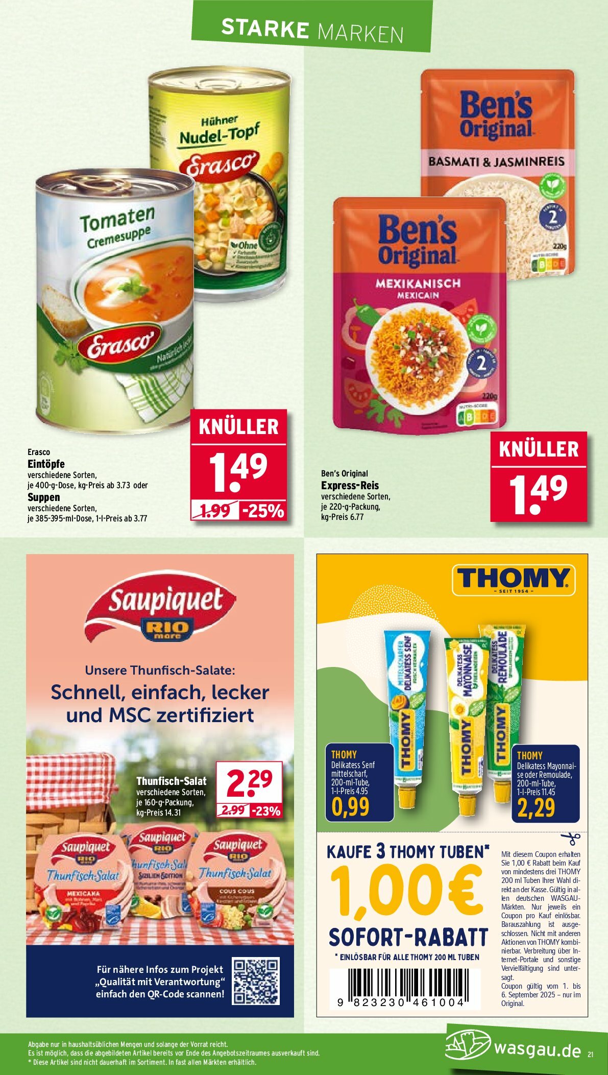 wasgau - Wasgau-Prospekt gültig vom 01.09. bis 06.09. - page: 21