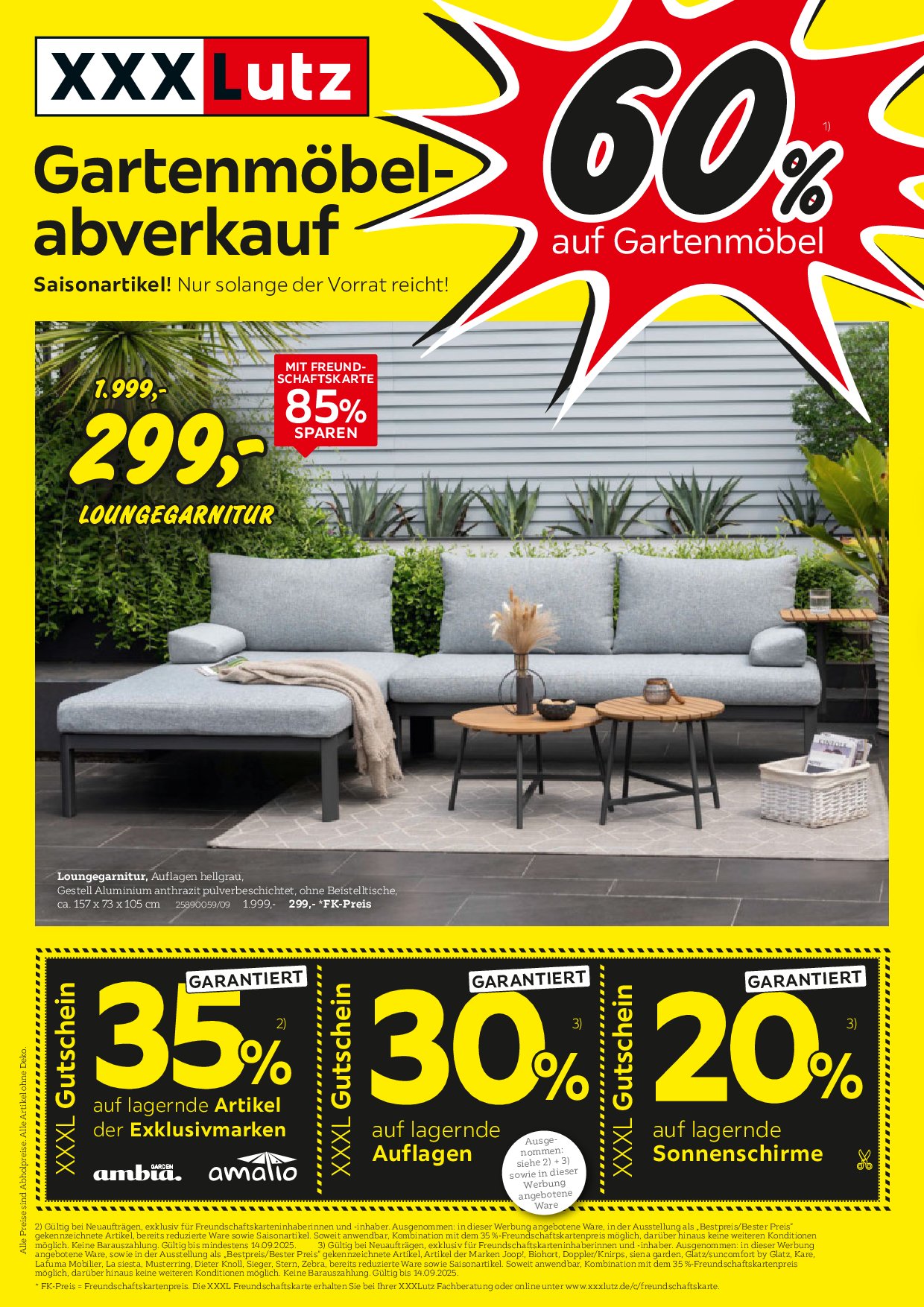 xxxlutz - XXXlutz - Gartenmöbelabverkauf-Prospekt gültig vom 01.09. bis 14.09.