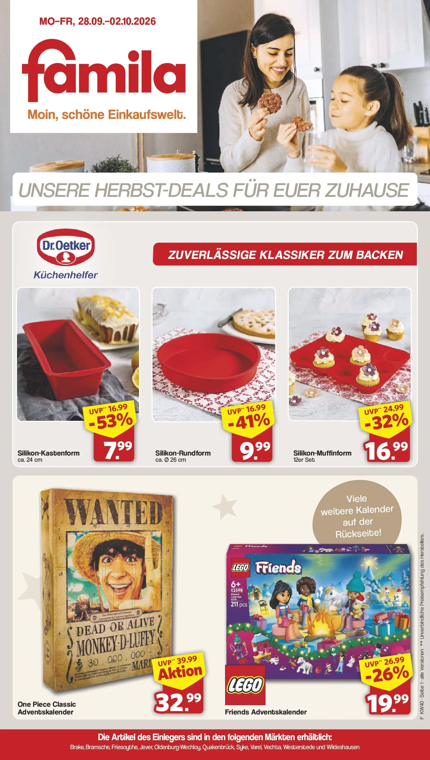 famila-nordwest - Famila Nordwest - Einleger Prospekt nächste Woche – von Montag 28.09.2026 bis Freitag 02.10.2026