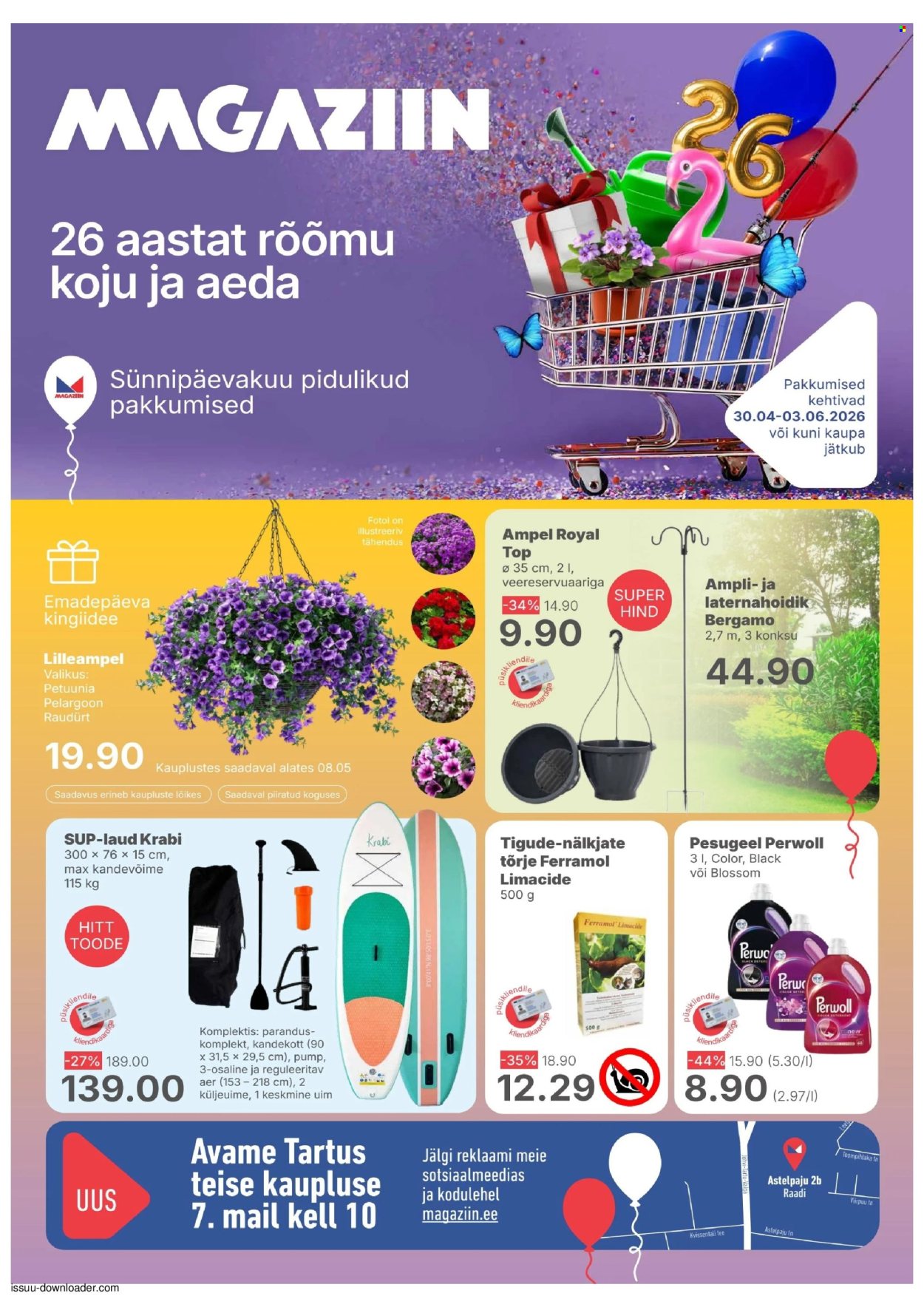 magaziin - Magaziin kliendileht - Sünnipäevakuu pidulikud pakkumised (30.04 - 3.05.2026)