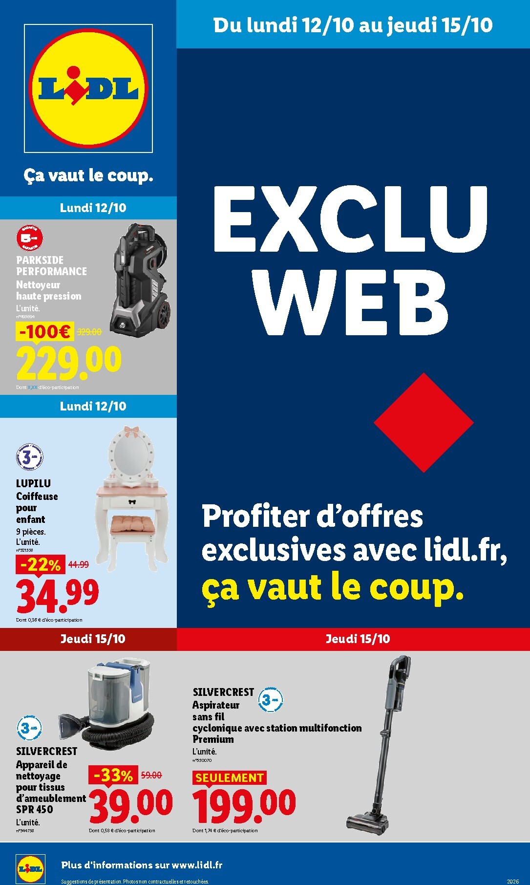 lidl - Current Lidl - Les Exclus Web de la semaine leaflet valid from du lundi 12/10/2026 to de jeudi 15/10/2026