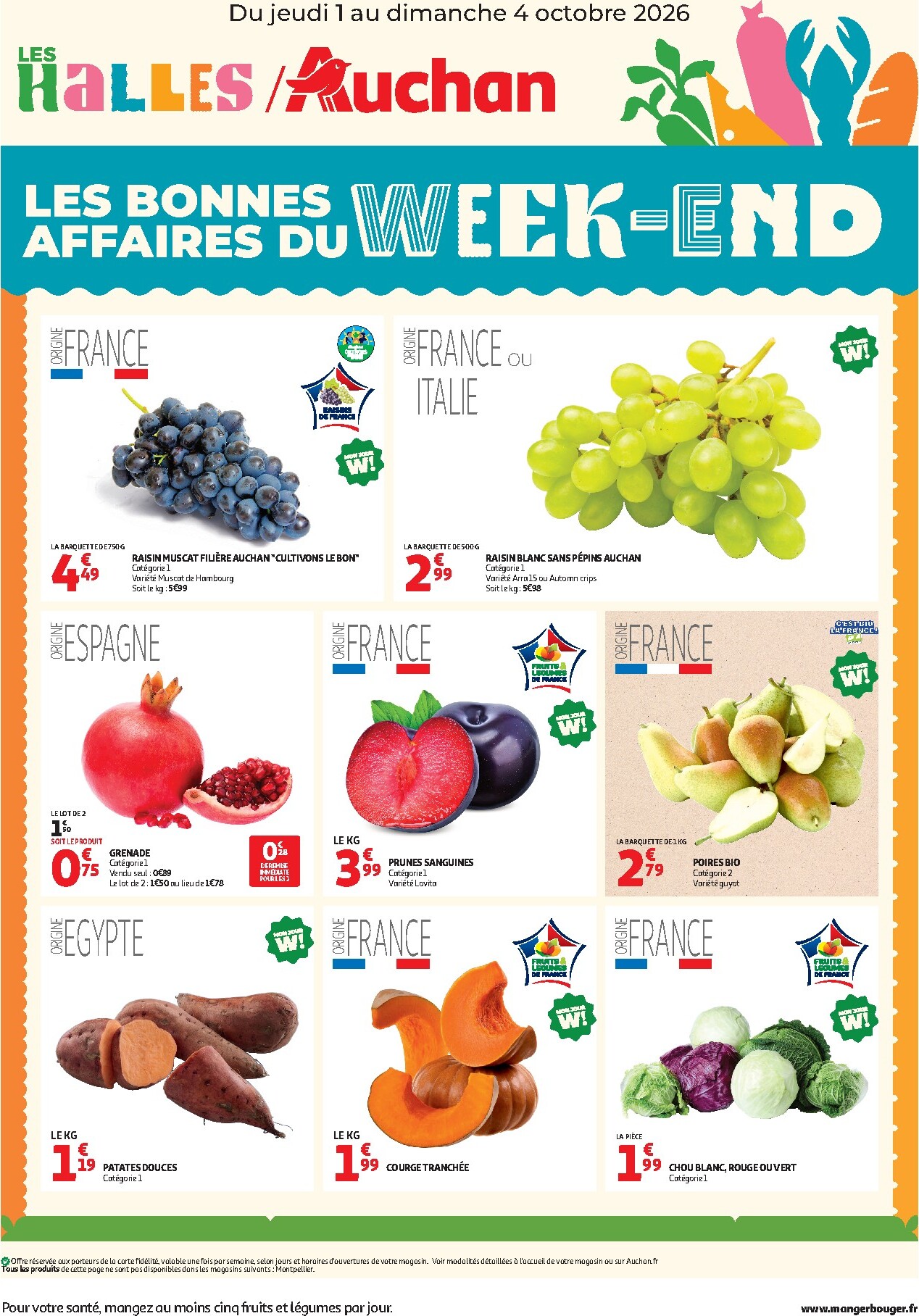 auchan - Current Auchan - Les bons plans du week end dans votre hyper leaflet valid from de jeudi 01/10/2026 to du dimanche 04/10/2026