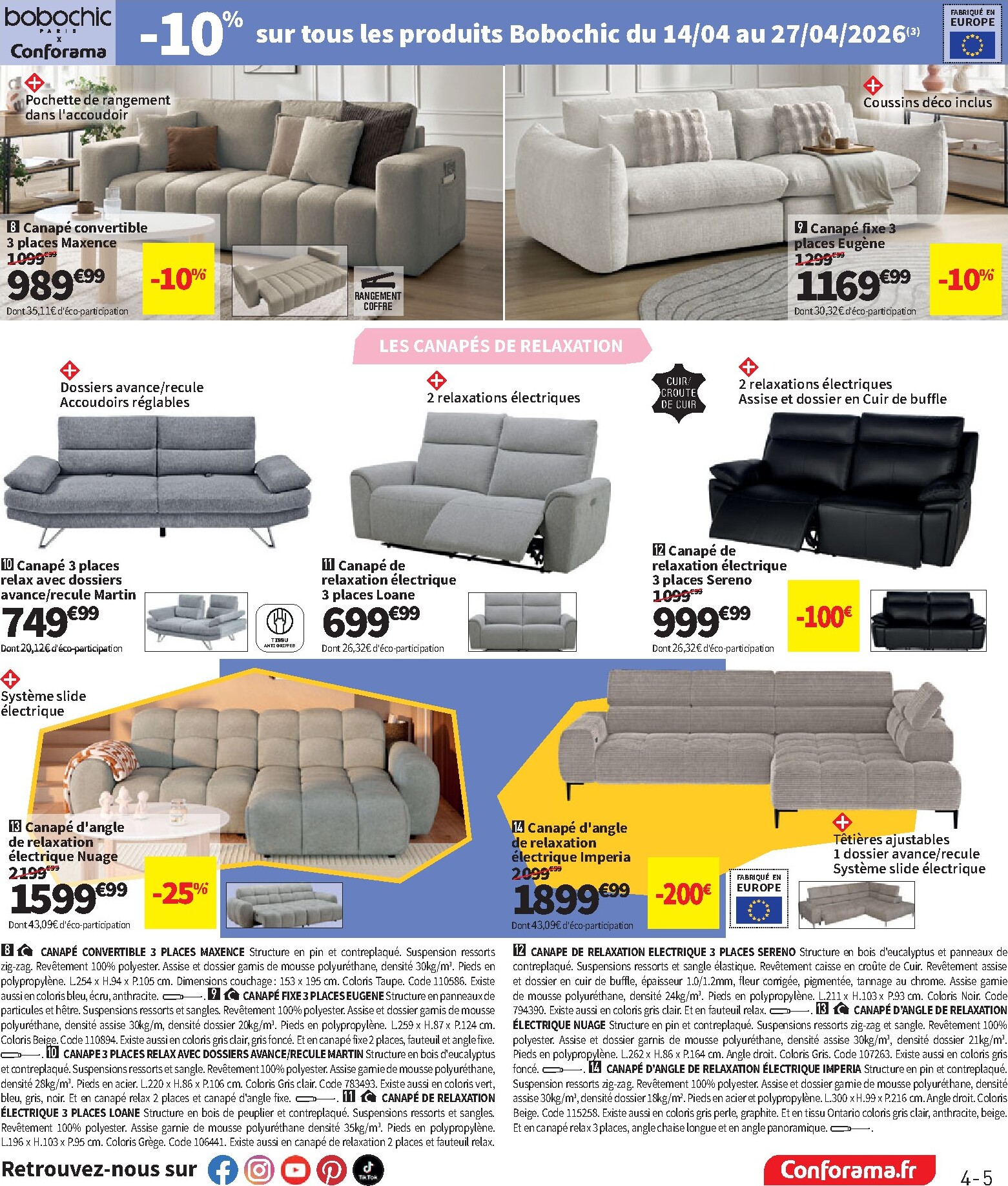 conforama - Current Conforama leaflet valid from du mardi 14/04/2026 to du lundi 18/05/2026 - page: 5