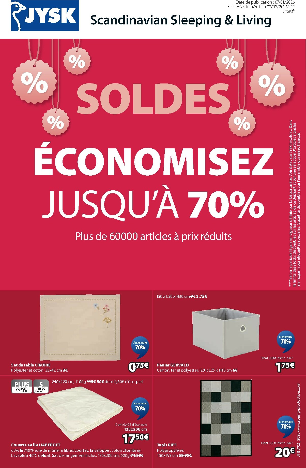 jysk - Catalogue JYSK - Vente d'hiver valable du 07/01 au 03/02