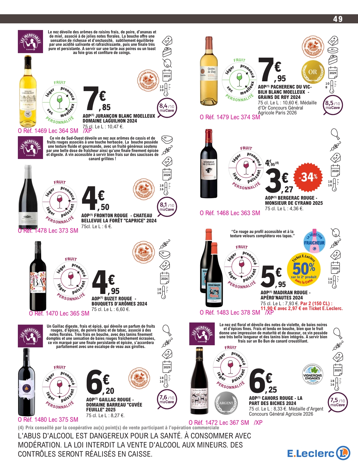 e-leclerc - Current E.Leclerc - Foire aux vins d'automne leaflet valid from du mardi 29/09/2026 to du samedi 10/10/2026 - page: 49