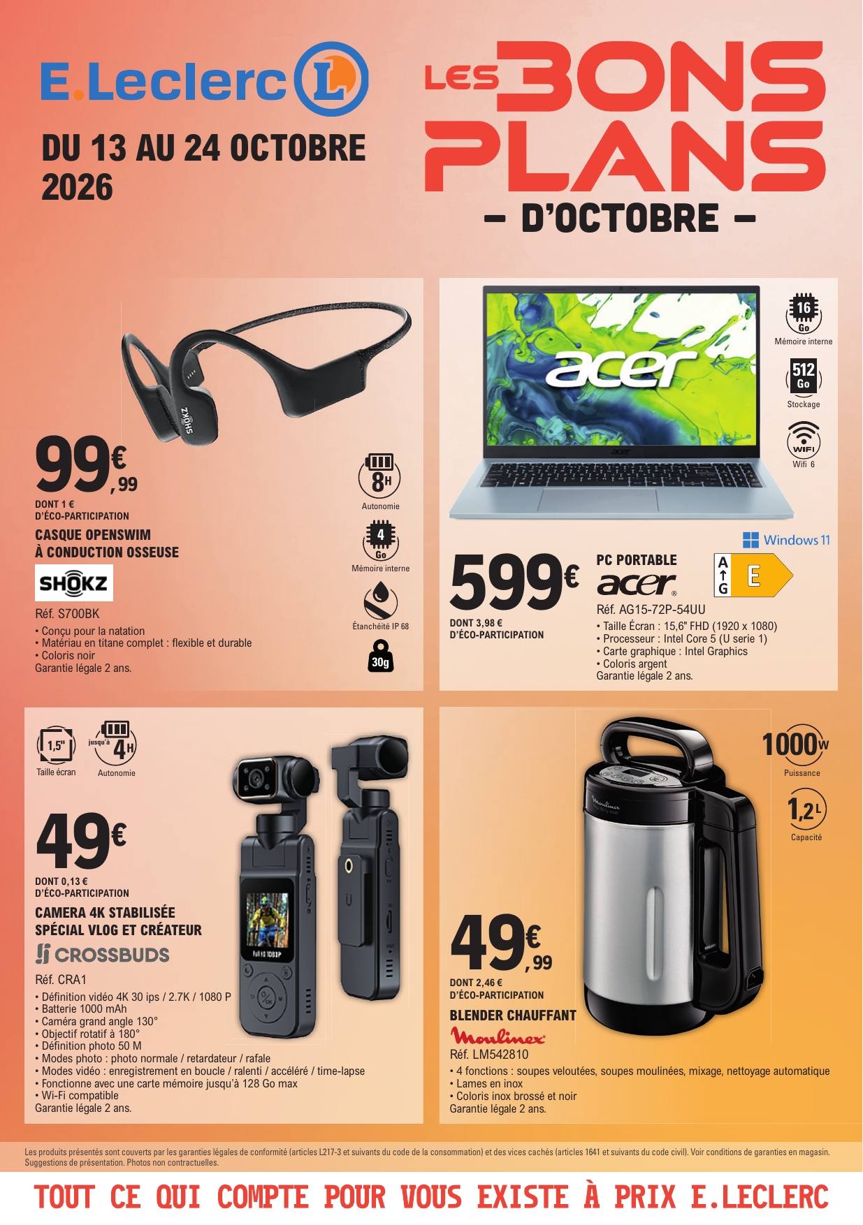 e-leclerc - Current E.Leclerc - Bons plans d'octobre leaflet valid from du mardi 13/10/2026 to du samedi 24/10/2026 - page: 1