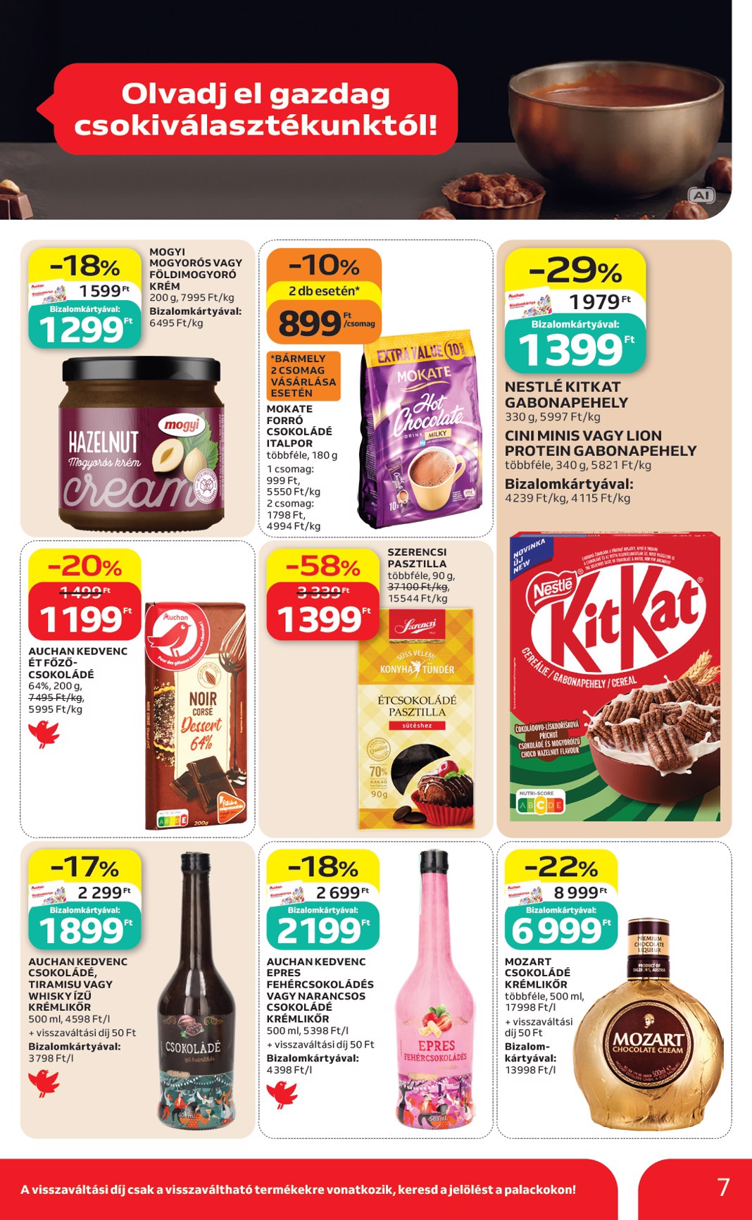 auchan - A jövőbeli Auchan - Csokoládé ajánlataink akciós újság csütörtöktől 2026.10.08.-tól szerdától 2026.10.21.-ig érvényes. - page: 7