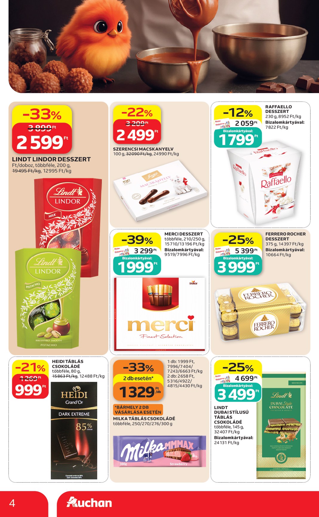 auchan - A jövőbeli Auchan - Csokoládé ajánlataink akciós újság csütörtöktől 2026.10.08.-tól szerdától 2026.10.21.-ig érvényes. - page: 4