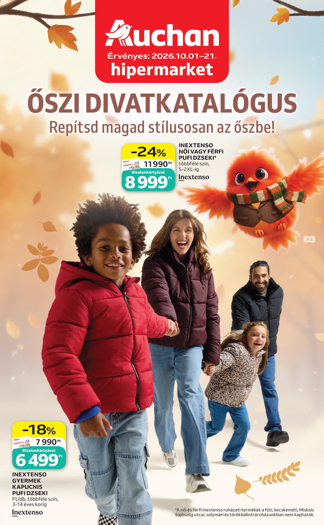 auchan - Aktuális Auchan - Őszi ruha ajánlataink szórólap érvényes csütörtöktől 2026.10.01.-től szerdától 2026.10.21.-ig