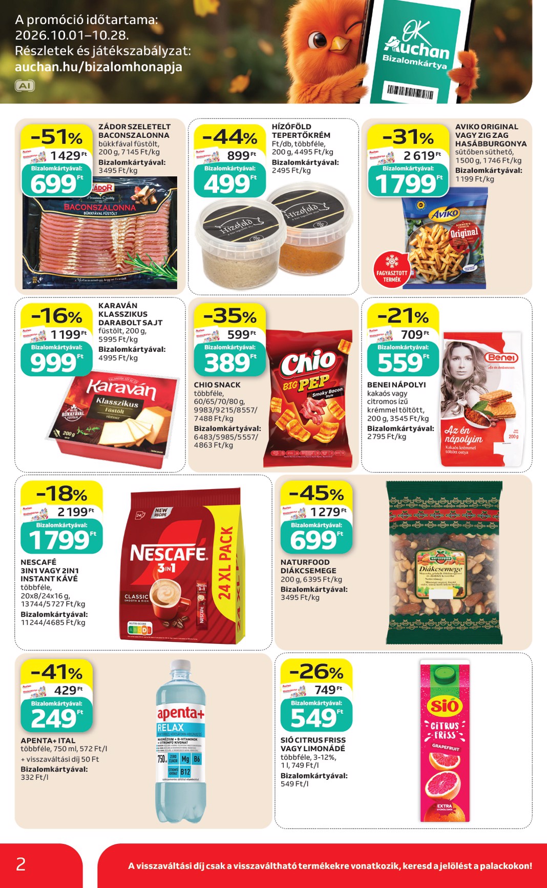 auchan - Aktuális Auchan szupermarket szórólap érvényes csütörtöktől 2026.10.08.-től szerdától 2026.10.14.-ig - page: 2