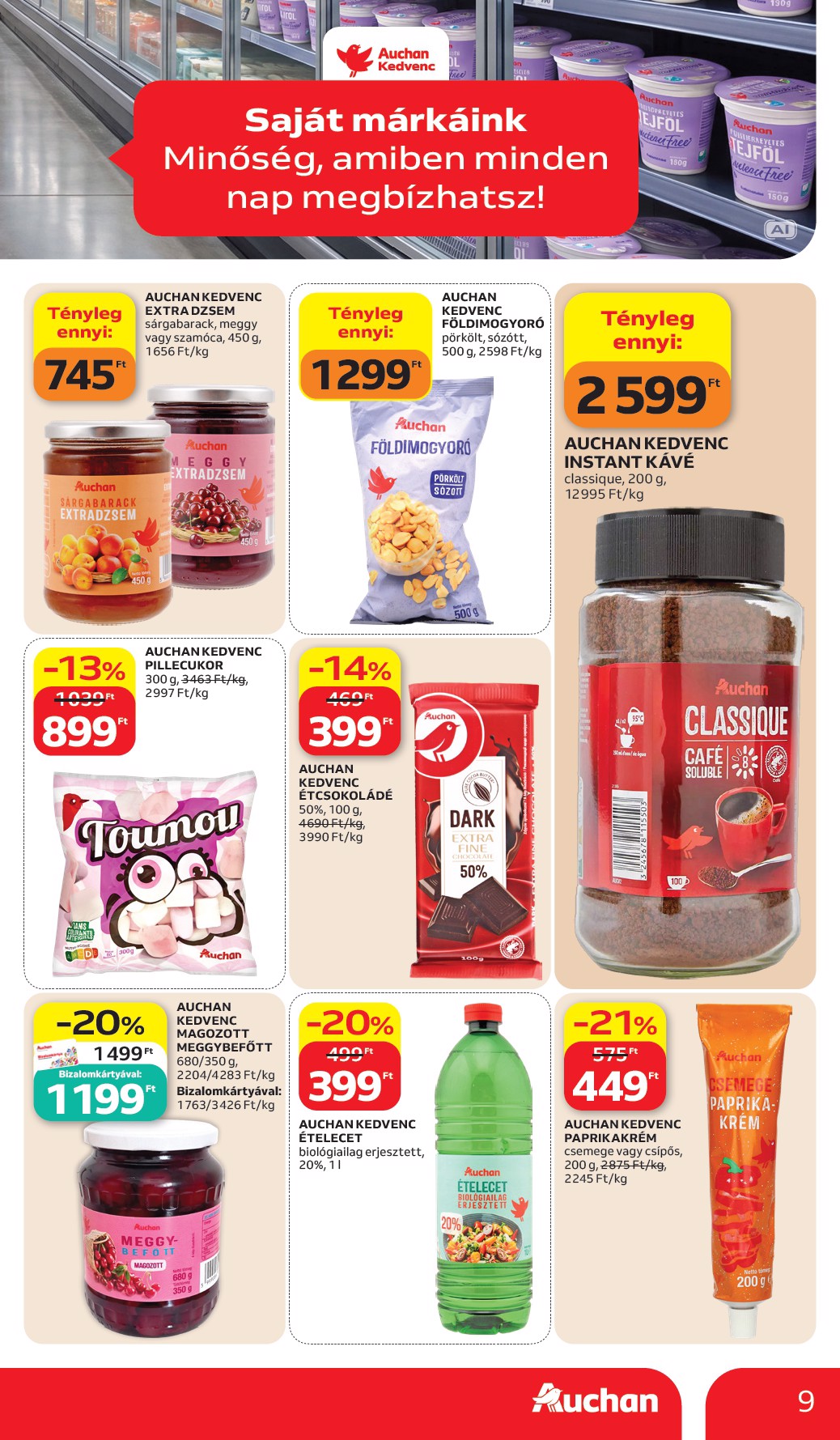 auchan - A jövőbeli Auchan Hipermarket - Sajátmárkás ajánlataink akciós újság csütörtöktől 2026.10.15.-tól szerdától 2026.10.28.-ig érvényes. - page: 9
