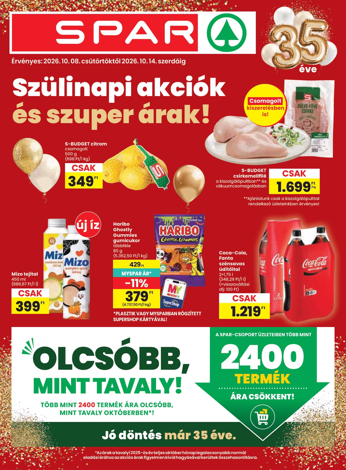 spar - SPAR hirdetmény a következő hétre csütörtöktől 2026.10.08.-tól szerdától 2026.10.14.-ig