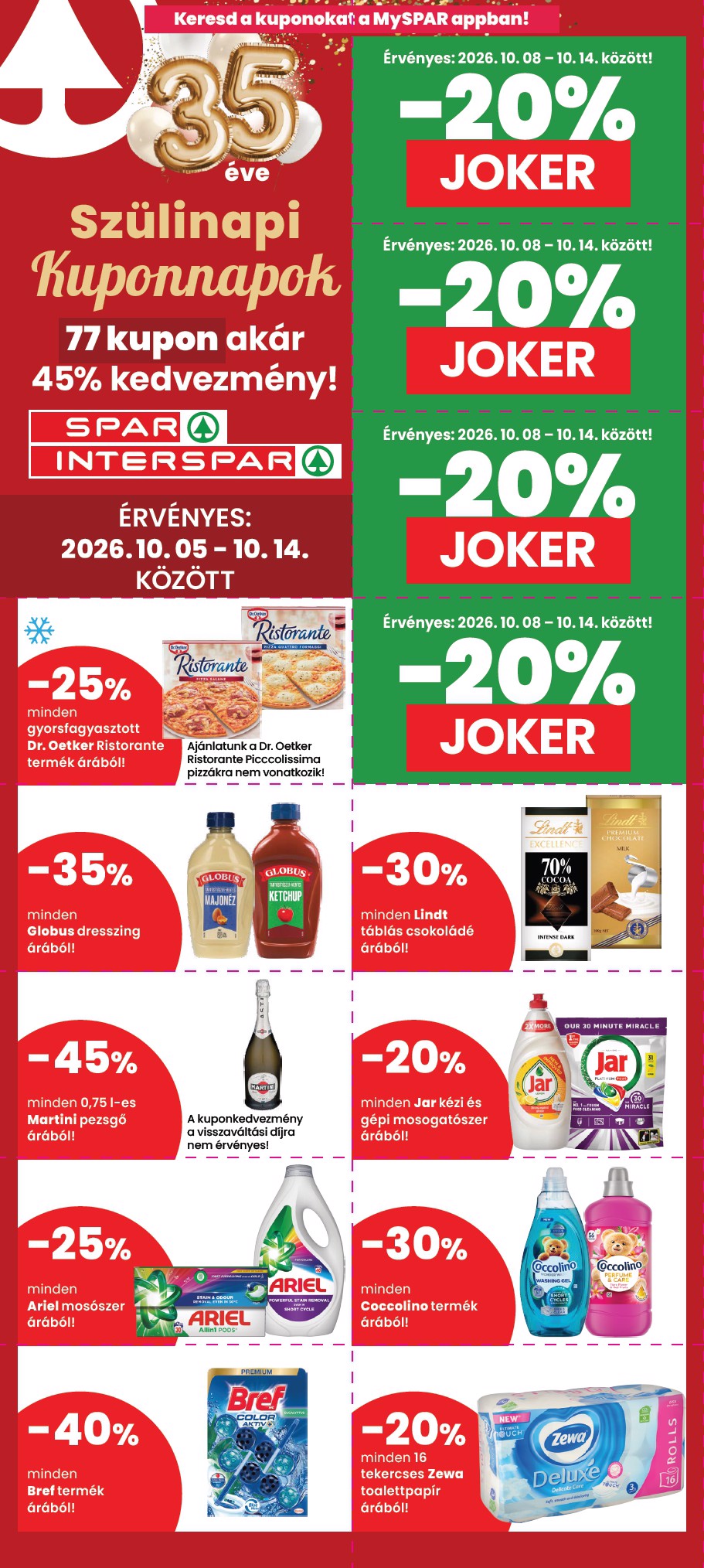 spar - Aktuális SPAR - Szülinapi kuponnapok szórólap érvényes csütörtöktől 2026.10.08.-től szerdától 2026.10.14.-ig