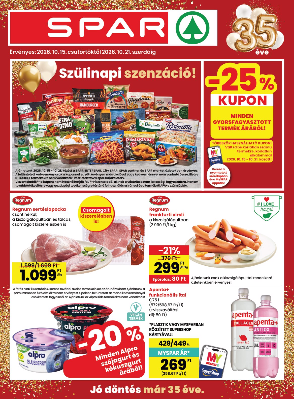 spar - SPAR hirdetmény a következő hétre csütörtöktől 2026.10.15.-tól szerdától 2026.10.21.-ig