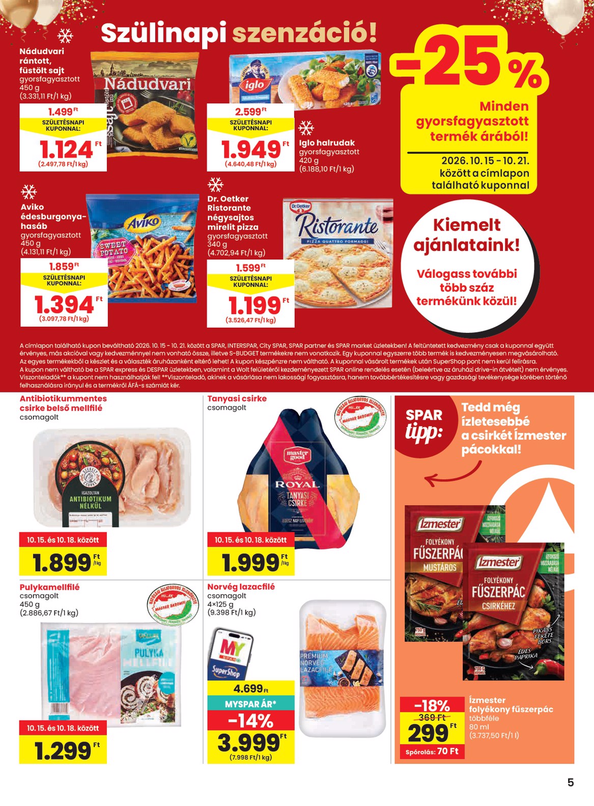 spar - SPAR hirdetmény a következő hétre csütörtöktől 2026.10.15.-tól szerdától 2026.10.21.-ig - page: 5