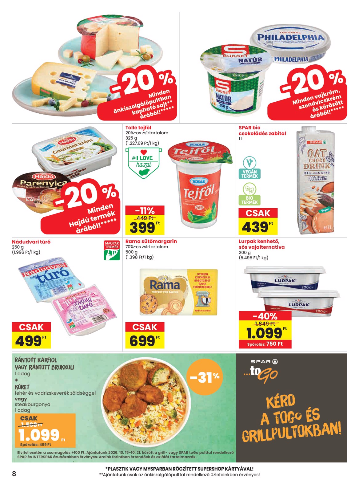 spar - SPAR hirdetmény a következő hétre csütörtöktől 2026.10.15.-tól szerdától 2026.10.21.-ig - page: 8