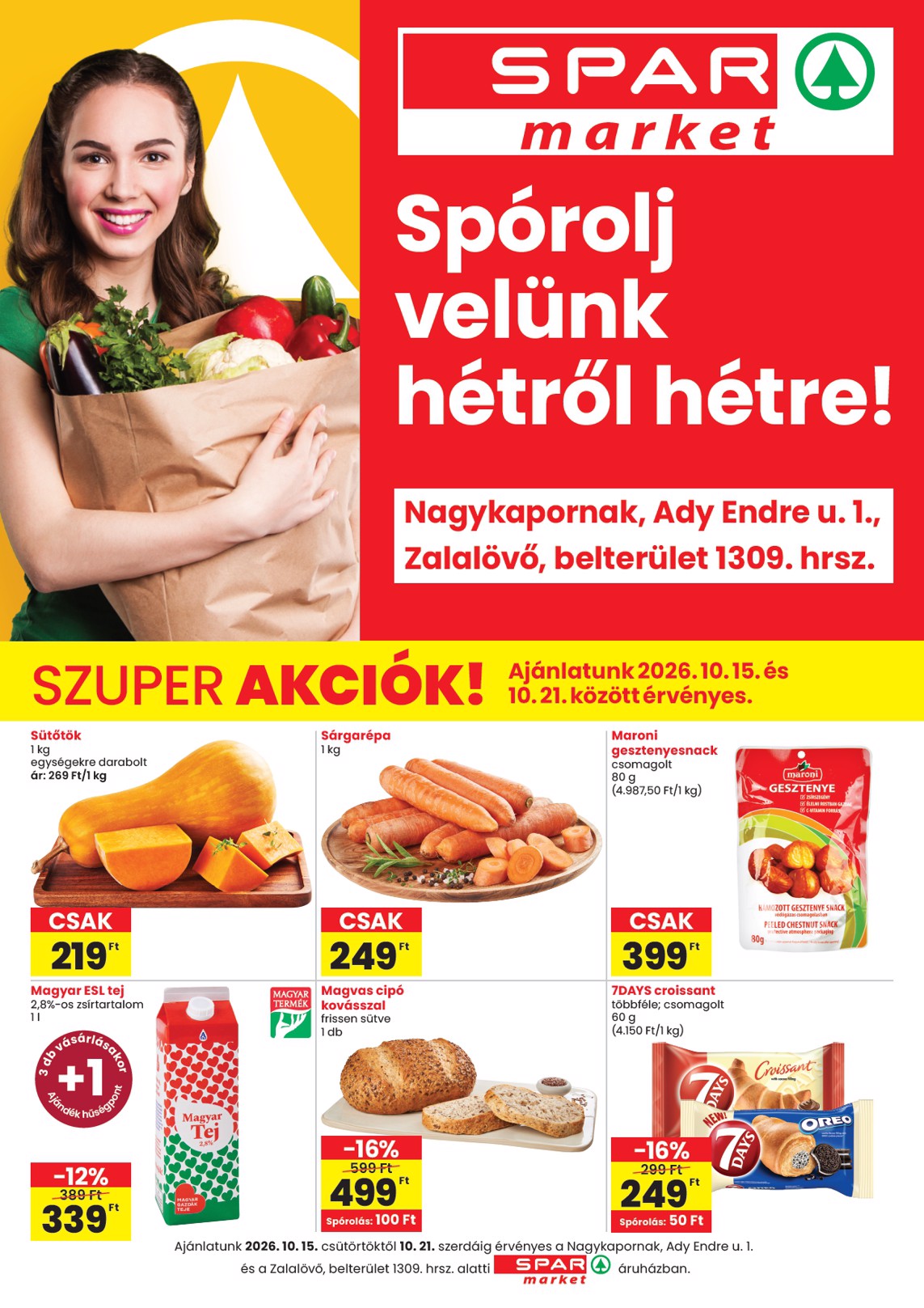 spar - SPAR market - Nagykapornak, Zalalovő hirdetmény a következő hétre csütörtöktől 2026.10.15.-tól szerdától 2026.10.21.-ig