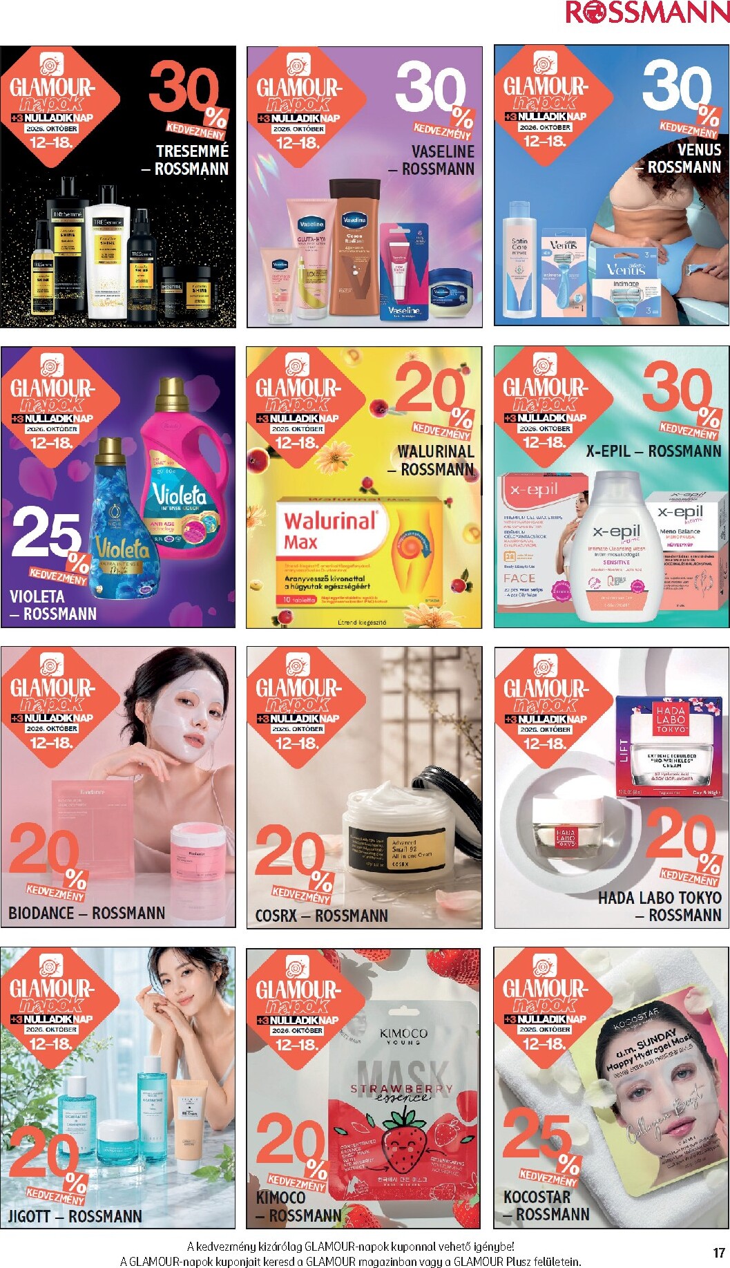 rossmann - Rossmann - Glamour-napok hirdetmény a következő hétre hétfőtől 2026.10.12.-tól vasárnaptól 2026.10.18.-ig - page: 17