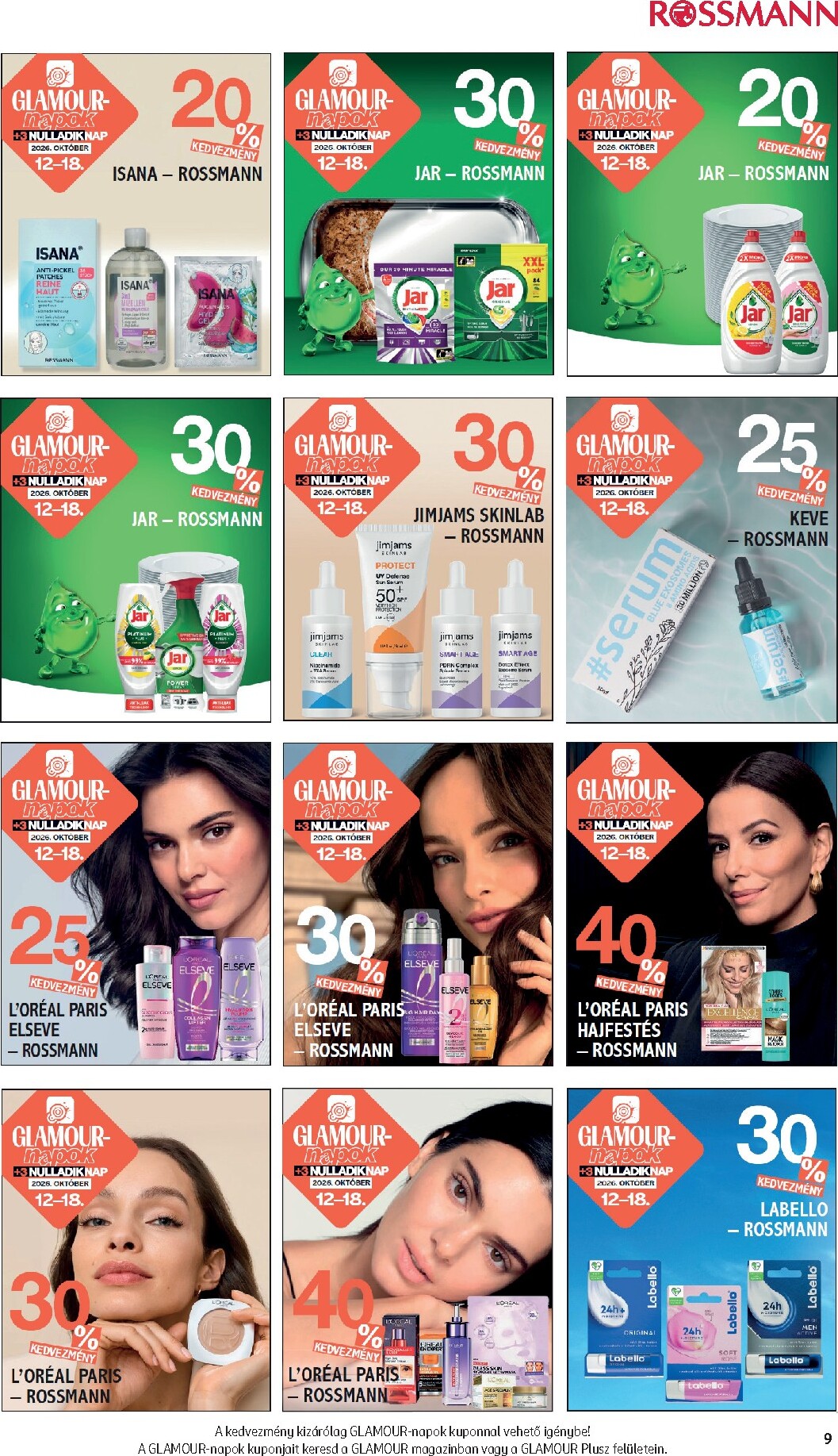 rossmann - Rossmann - Glamour-napok hirdetmény a következő hétre hétfőtől 2026.10.12.-tól vasárnaptól 2026.10.18.-ig - page: 9