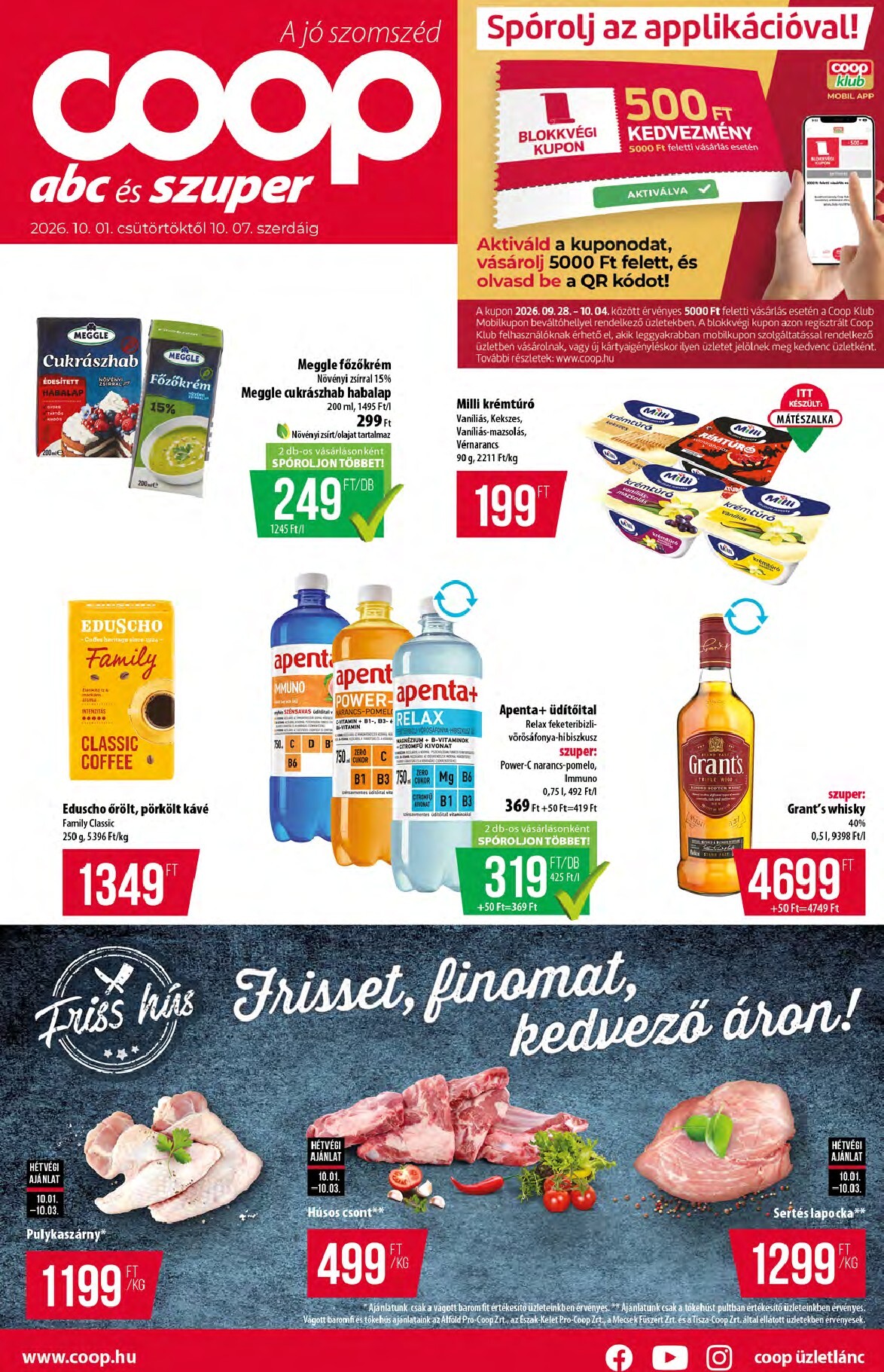 coop - Aktuális Coop - Abc-Szuper szórólap érvényes csütörtöktől 2026.10.01.-től szerdától 2026.10.07.-ig