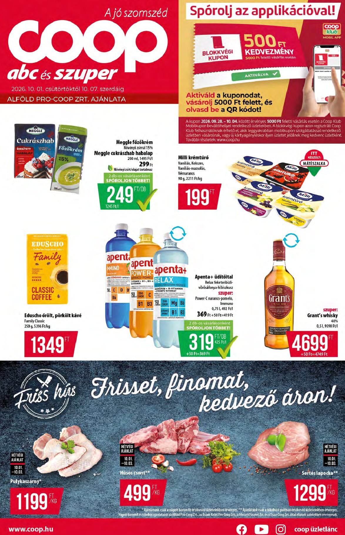 coop - Aktuális Coop - Alföld - Abc-Szuper szórólap érvényes csütörtöktől 2026.10.01.-től szerdától 2026.10.07.-ig