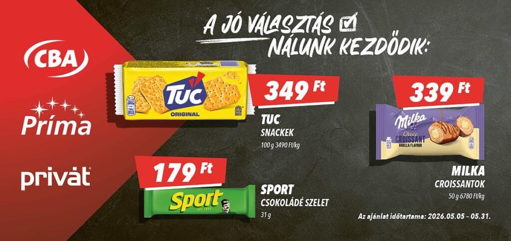 cba - A jövőbeli CBA akciós újság keddtől 2026.05.05.-tól vasárnaptól 2026.05.31.-ig érvényes.