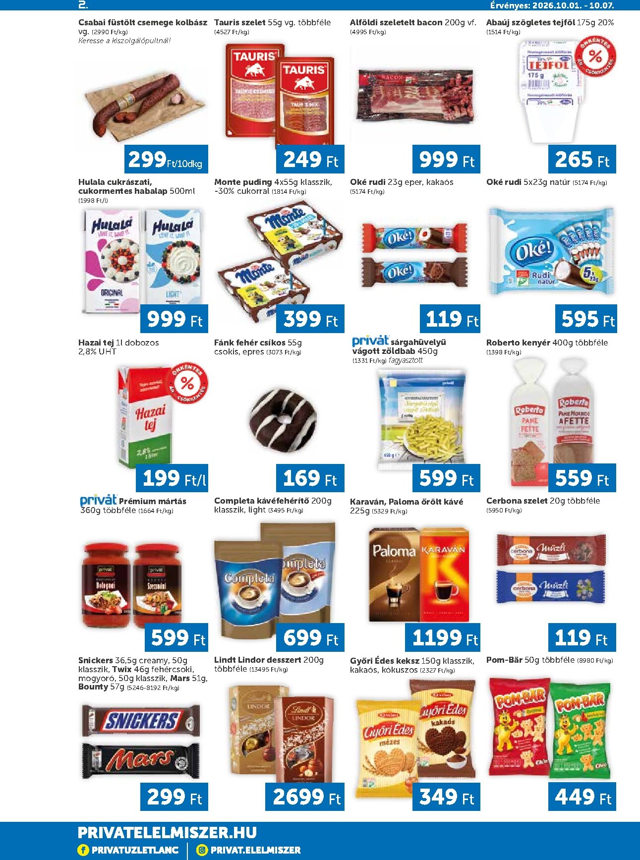 privat-elelmiszer - A jövőbeli Privát - Bács-Kiskun, Békés, Csongrád-Csanád, Tolna, Baranya, Fejér, Somogy vármegye akciós újság csütörtöktől 2026.10.01.-tól szerdától 2026.10.07.-ig érvényes. - page: 2