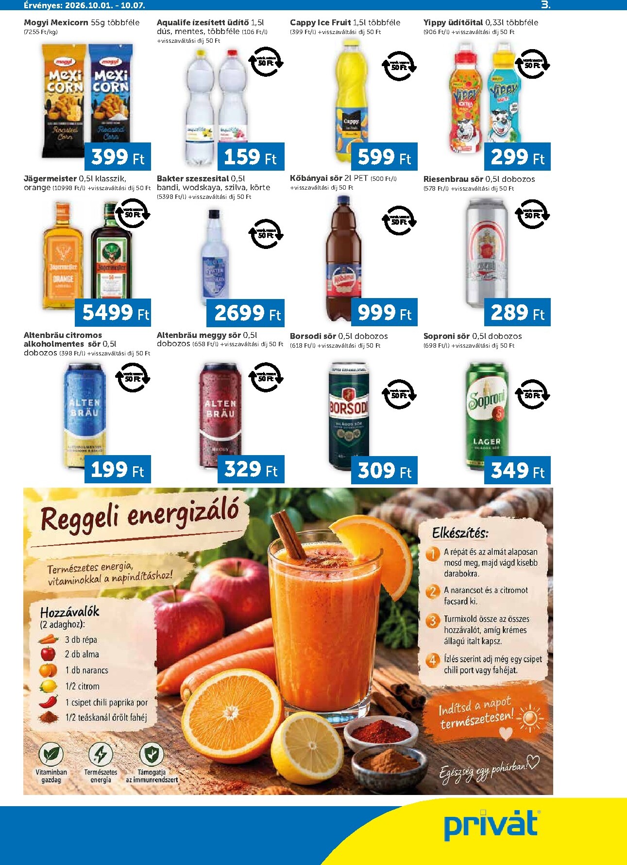 privat-elelmiszer - A jövőbeli Privát - Bács-Kiskun, Békés, Csongrád-Csanád, Tolna, Baranya, Fejér, Somogy vármegye akciós újság csütörtöktől 2026.10.01.-tól szerdától 2026.10.07.-ig érvényes. - page: 3