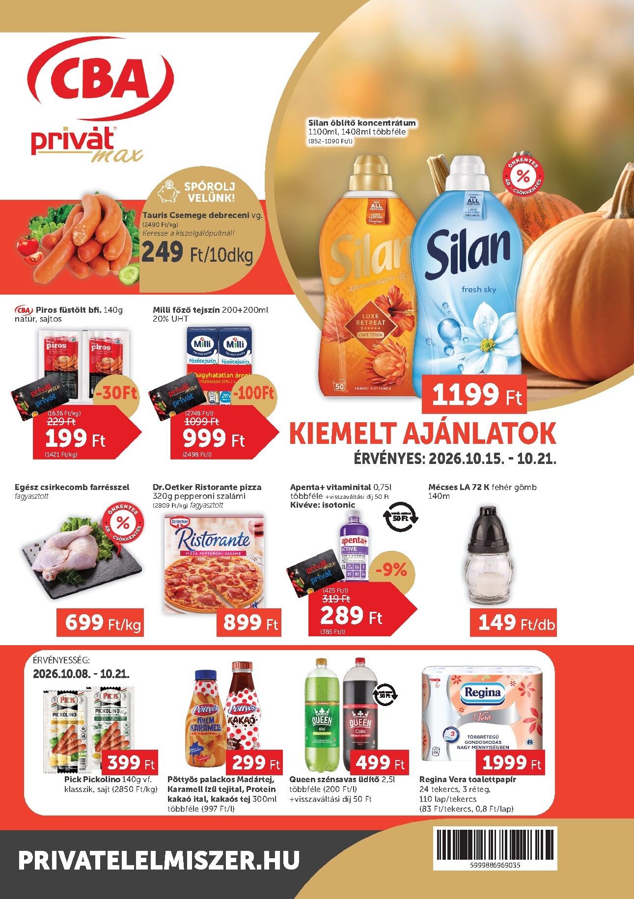 privat-elelmiszer - A jövőbeli Privát Max akciós újság csütörtöktől 2026.10.15.-tól szerdától 2026.10.21.-ig érvényes. - page: 1