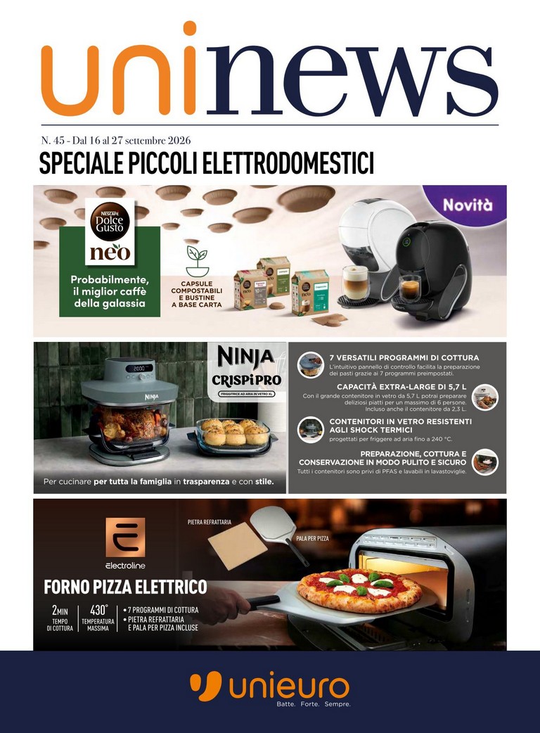 unieuro - Volantino attuale di Unieuro - Speciale Piccoli elettrodomestici valido dal mercoledì 16/09/2026 al domenica 27/09/2026