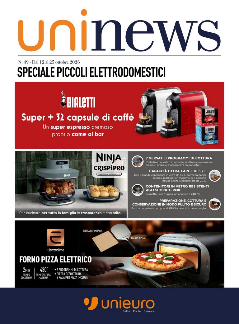 unieuro - Volantino attuale di Unieuro - Speciale Piccoli elettrodomestici valido dal lunedì 12/10/2026 al domenica 25/10/2026 - page: 1