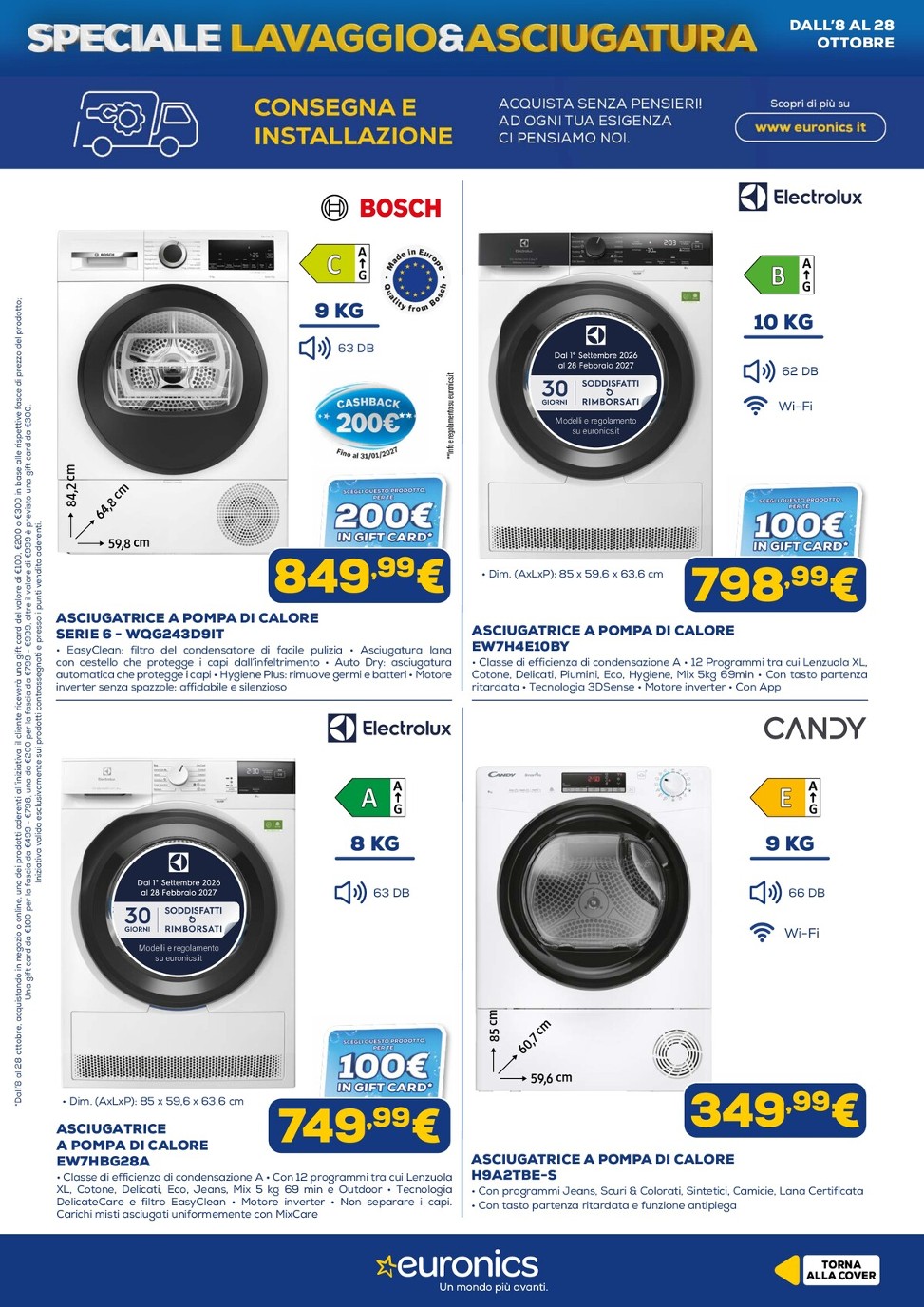 euronics - Volantino attuale di Euronics - Lavaggio & Asciugatura valido dal giovedì 08/10/2026 al mercoledì 28/10/2026 - page: 10