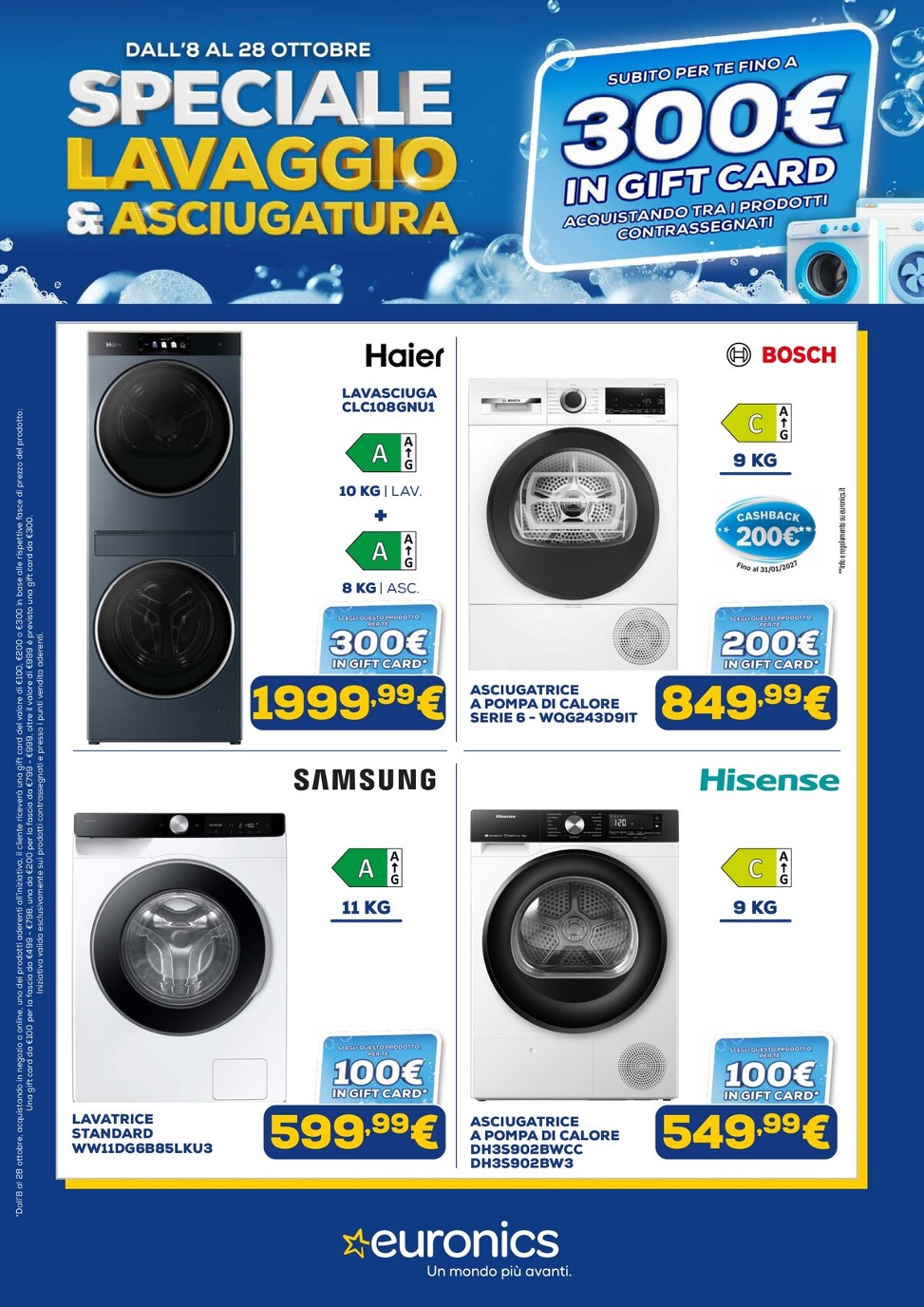 euronics - Volantino attuale di Euronics - Lavaggio & Asciugatura valido dal giovedì 08/10/2026 al mercoledì 28/10/2026