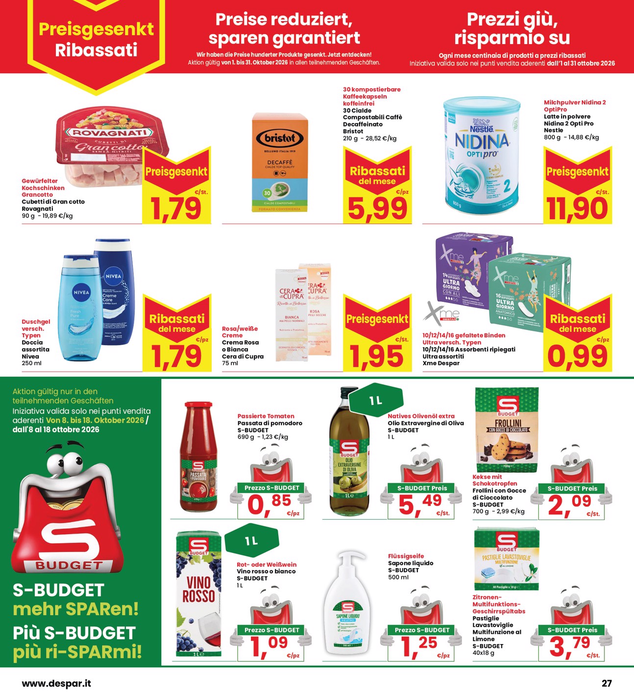 interspar - Volantino attuale di INTERSPAR valido dal giovedì 08/10/2026 al mercoledì 21/10/2026 - page: 27