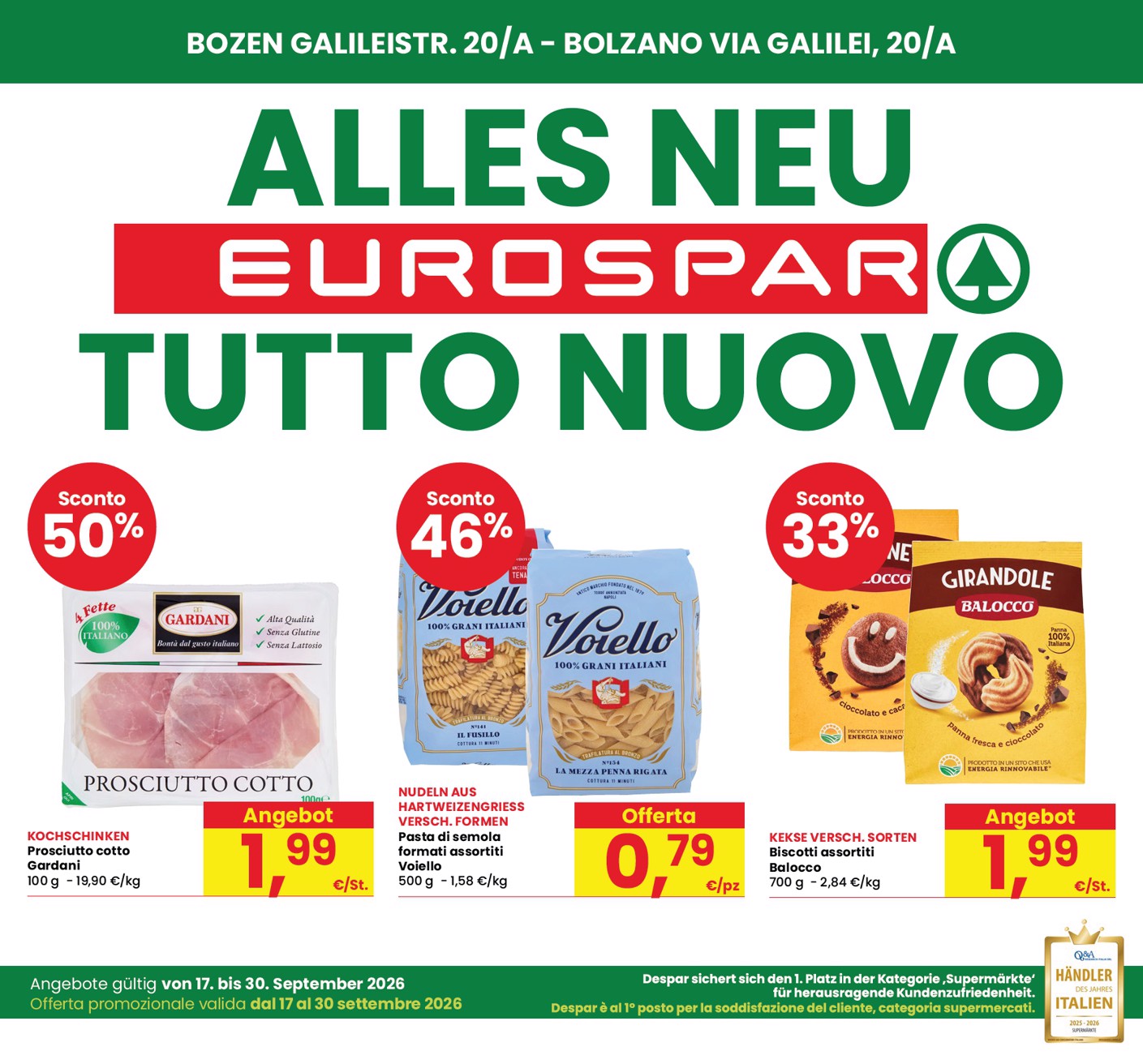 eurospar - Volantino attuale di Eurospar - Bozen, Bolzano valido dal giovedì 17/09/2026 al mercoledì 30/09/2026