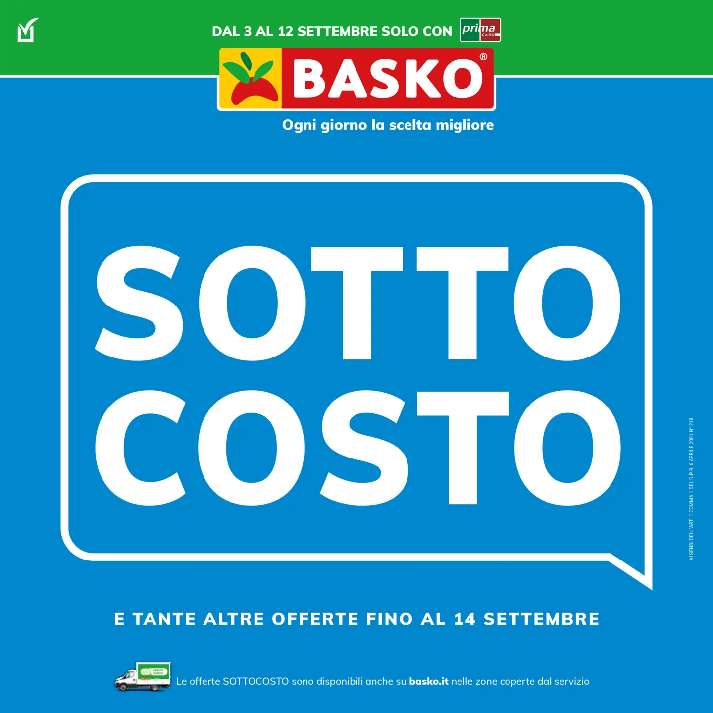 basko - Volantino attuale di Basko - Sottocosto valido dal giovedì 03/09/2026 al sabato 12/09/2026