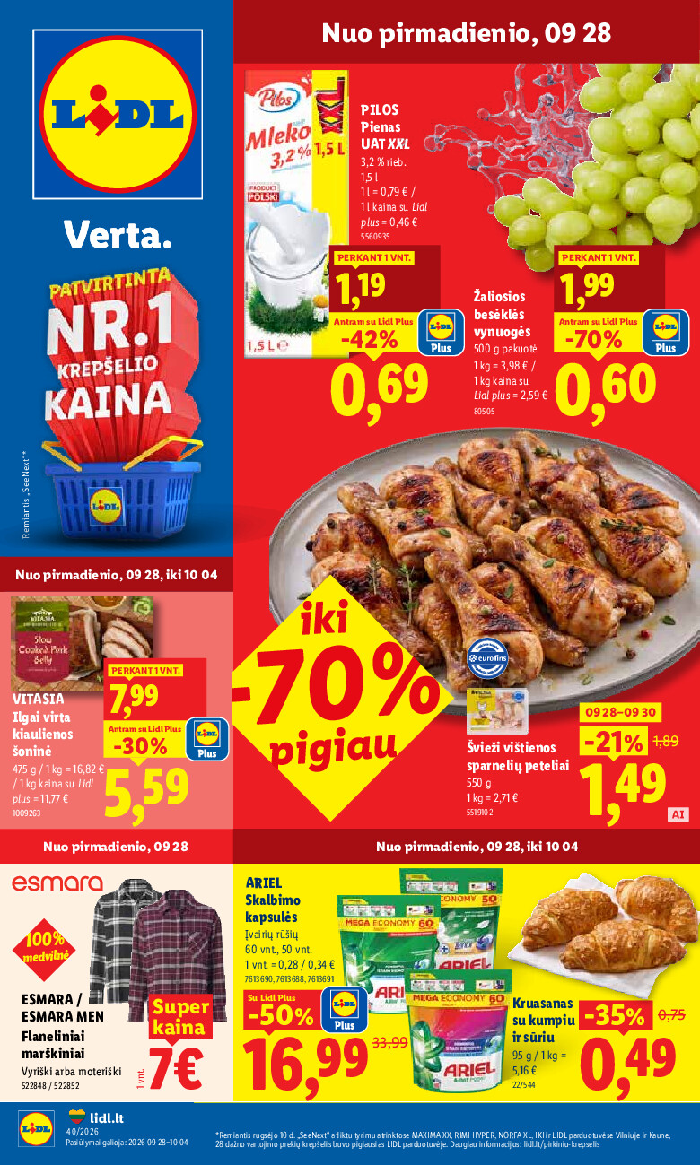 lidl - MAISTO PREKIŲ PASIŪLYMAI (2026-09-28 - 2026-10-04)